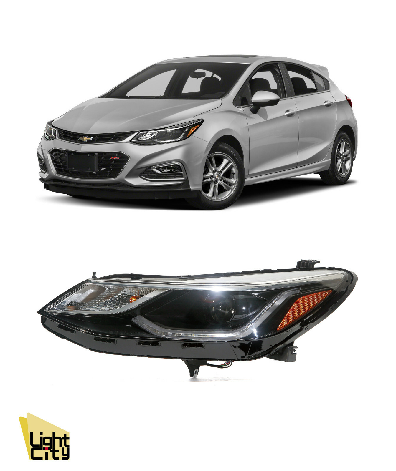 For 2016-2019 Chevrolet Cruze Driver Halogen Headlight (with LED DRL) w/ BULB LH