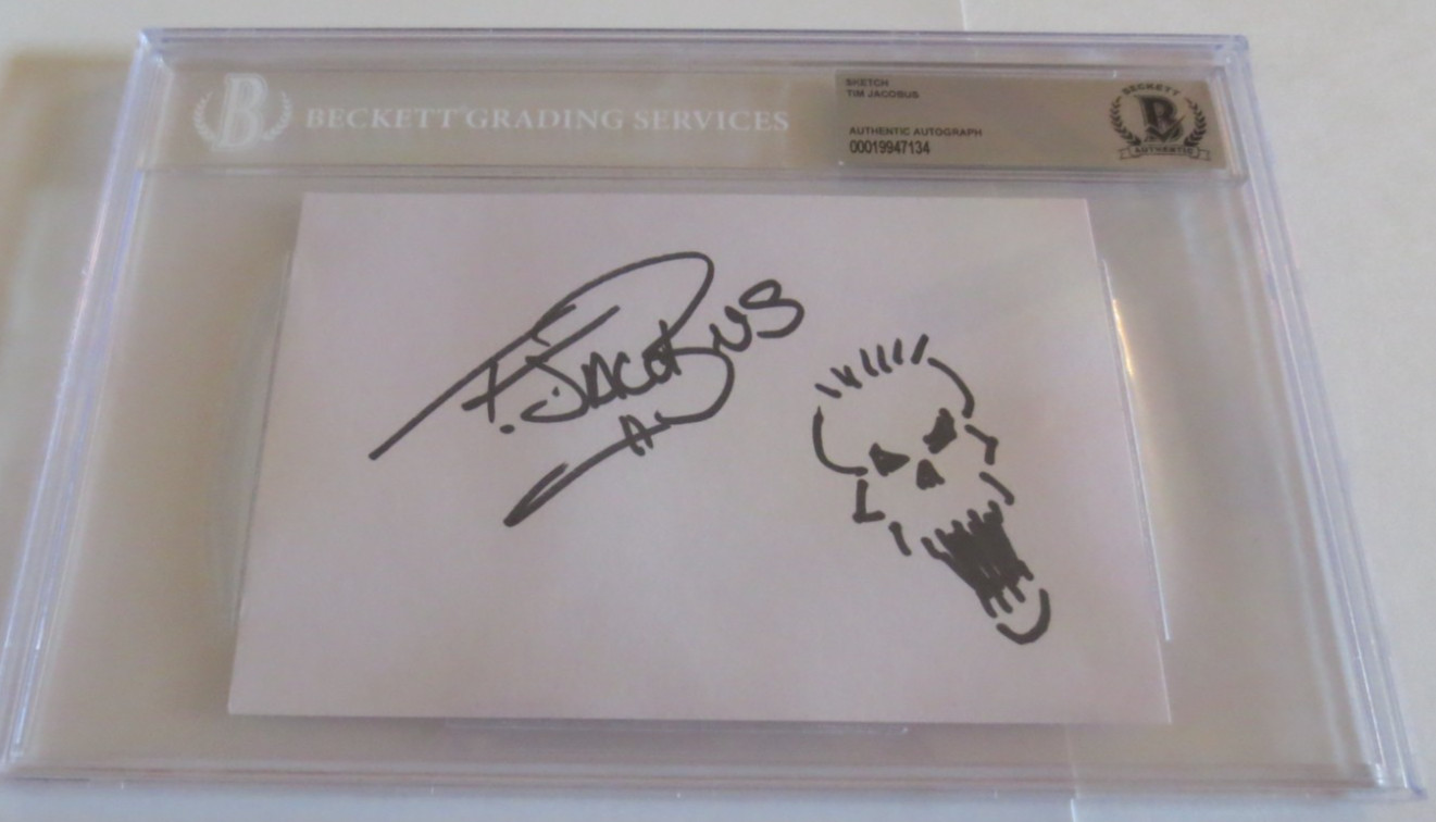 Tim Jacobus Goosebumps cover artist signed autographed 4x6  sketch BAS Beckett