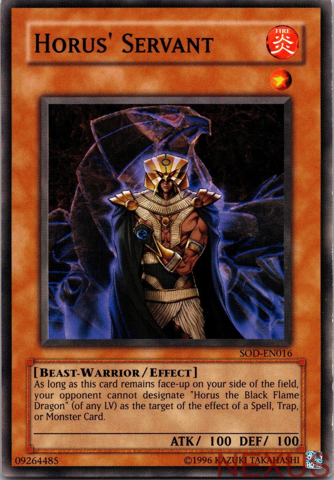 Horus\' Servant SOD-EN016 Common Soul of the Duelist Unlimited Near Mint