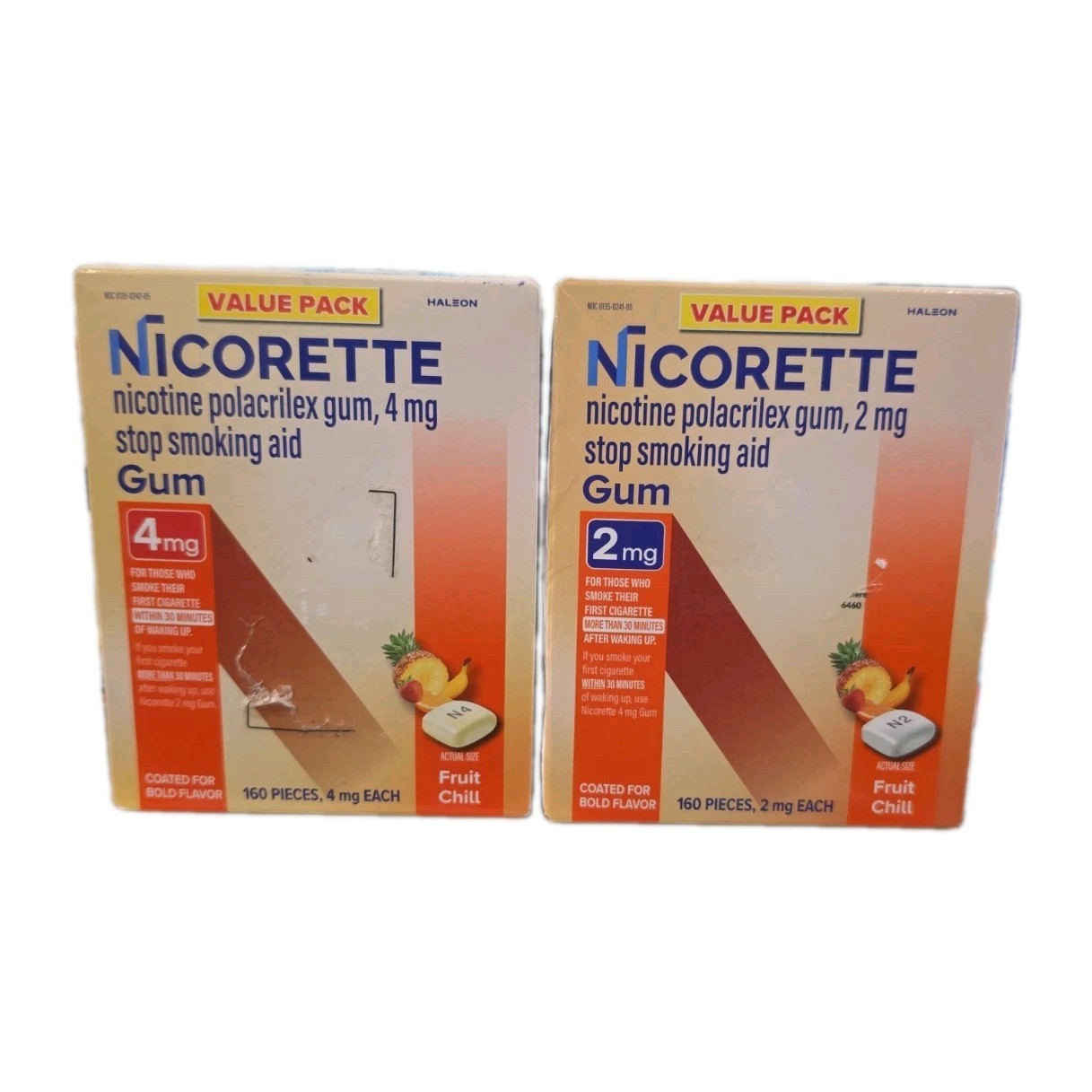 Lot Of 2 Value Pack Nicorette (1) 2mg (1) 4mg Fruit Chill 160ct Exp 12/28 Lot Of 2 Value Pack Nicorette (1) 2mg (1) 4mg Fruit Chill 160ct Exp 12/28