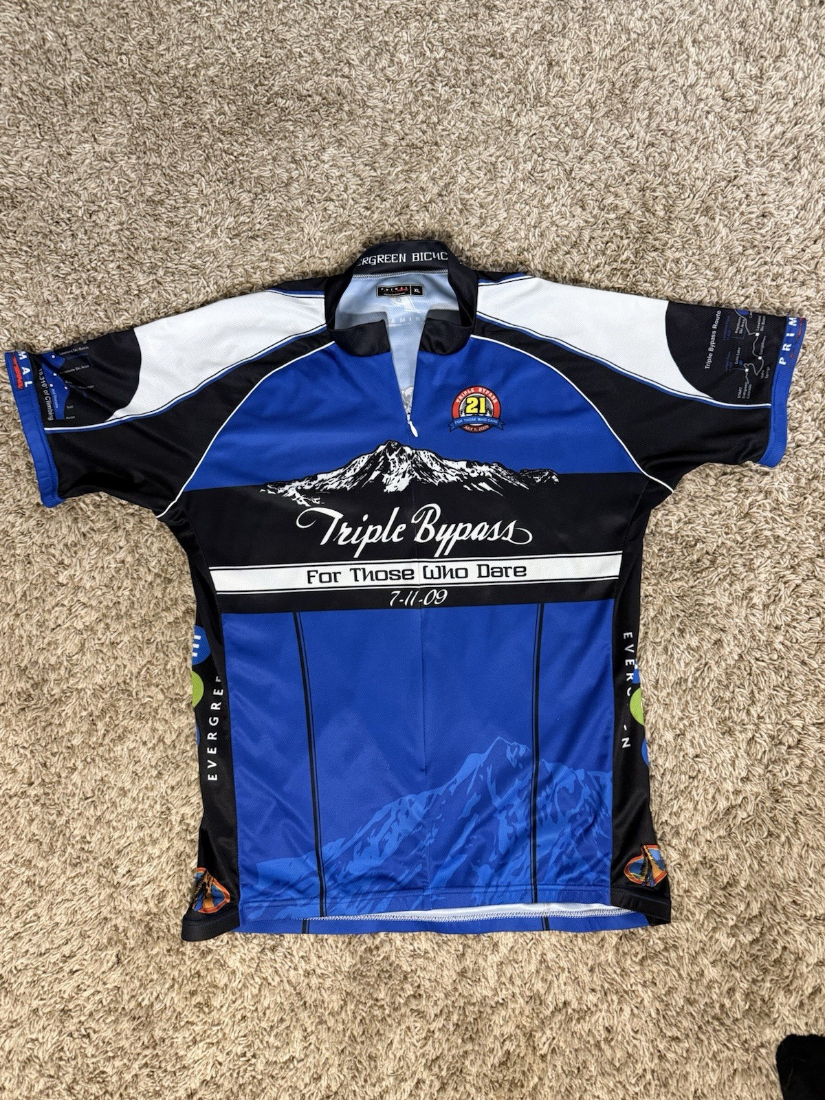 Primal Wear Cycling Jersey Mens XL Triple Bypass Colorado 2009