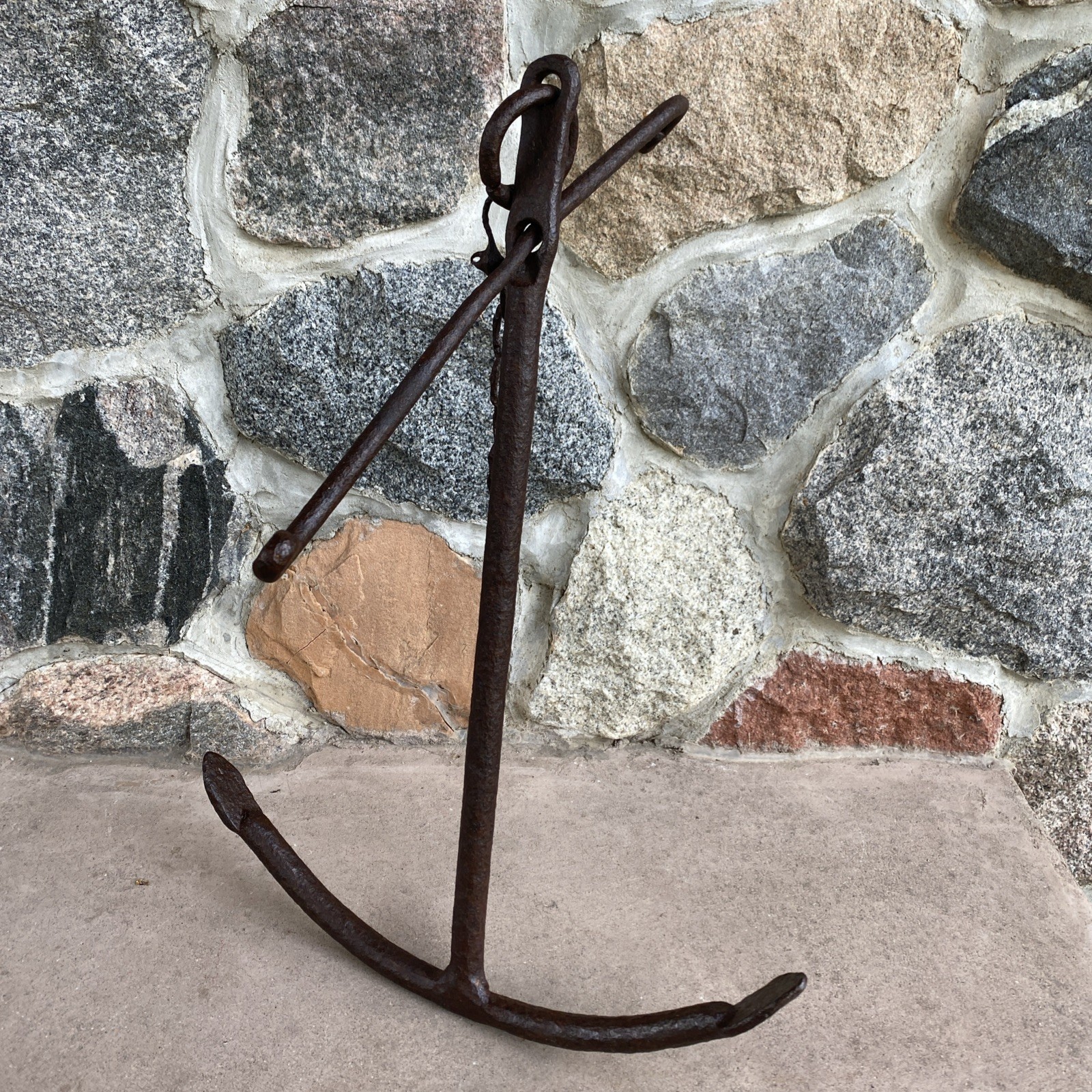 Antique Iron Kedge Boat Anchor Maritime Nautical Decor; 18” X 24”