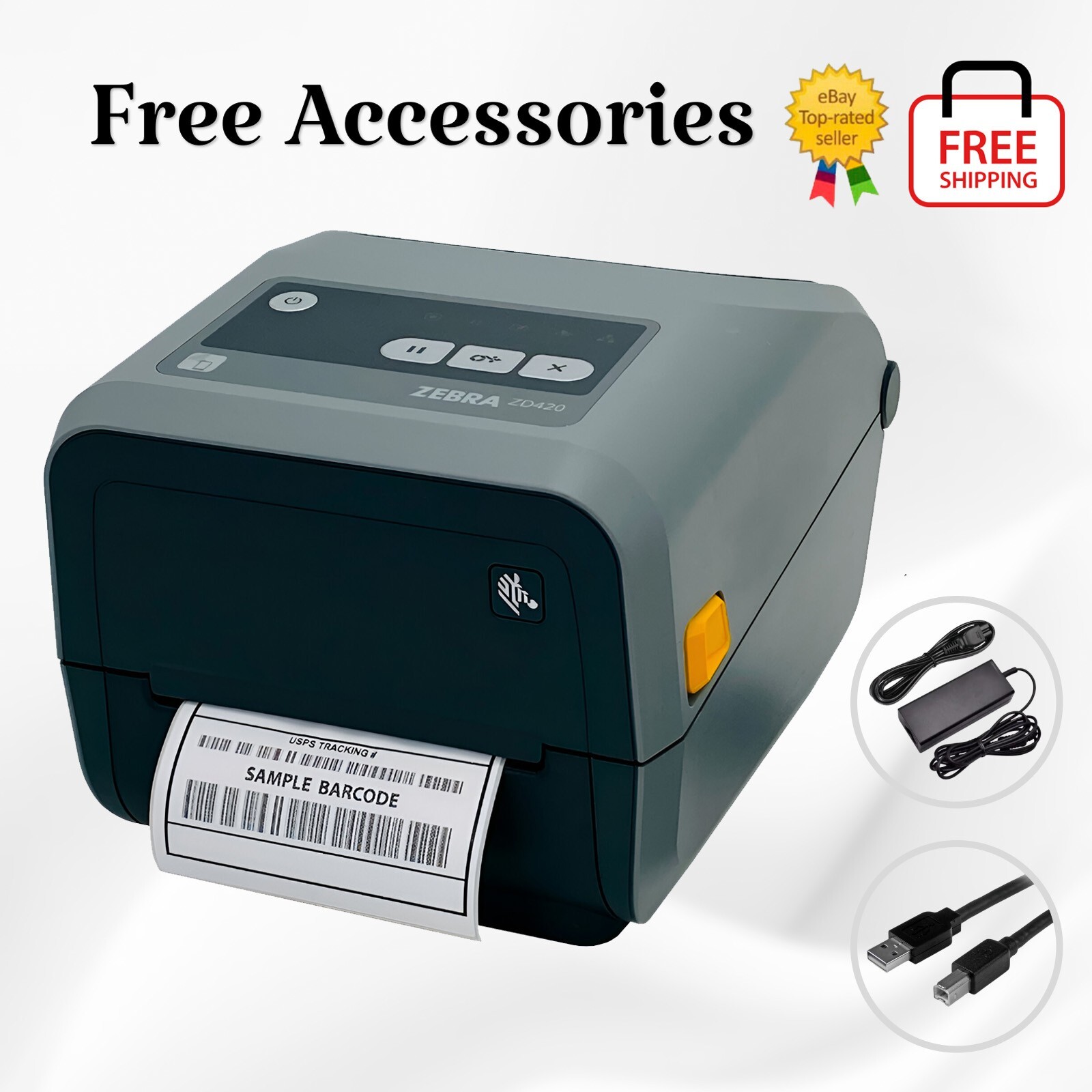 TESTED Zebra ZD420 Thermal Transfer Wireless Barcode Label Printer USB BT WiFi