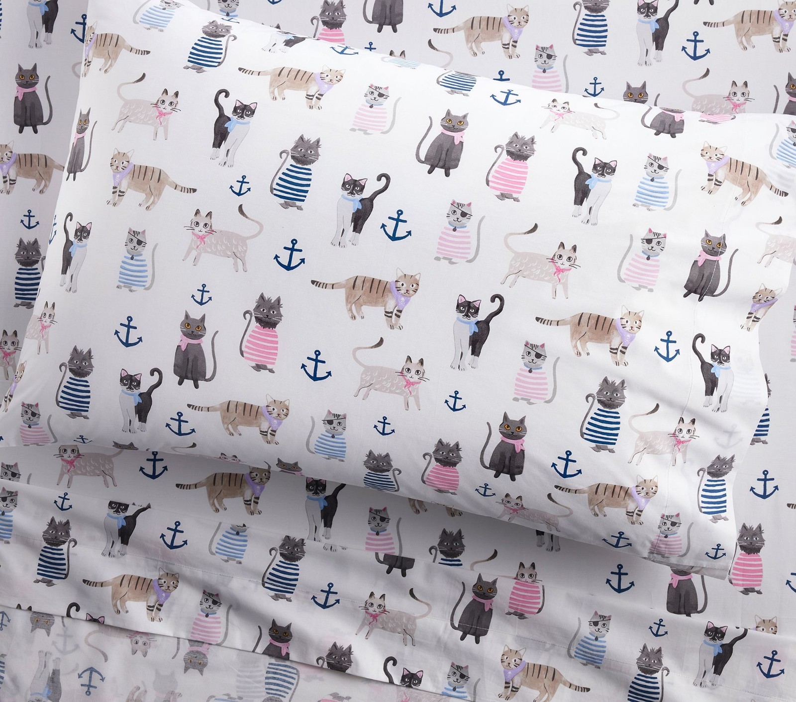 Pottery Barn Kids Salty Cat Organic Cotton Sheet Set – Queen