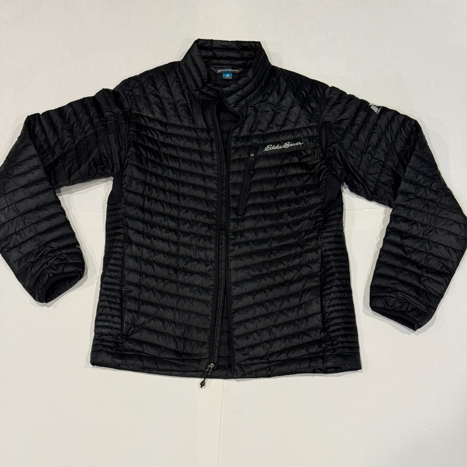 Eddie Bauer Men’s Black Down Puffer Jacket Full-Zip Lightweight Packable Sz S