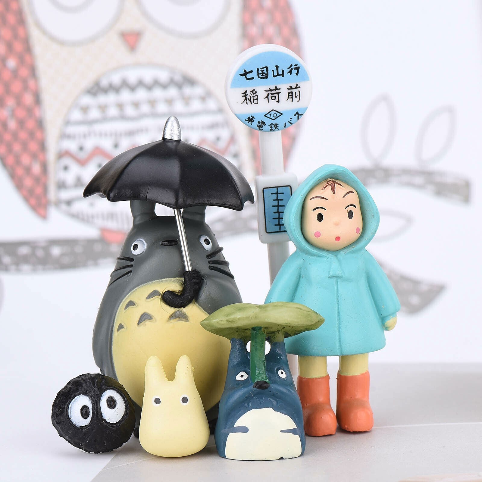 6pcs My Neighbor Totoro Figure Set – Hayao Miyazaki Anime Bus Station Scene Gift