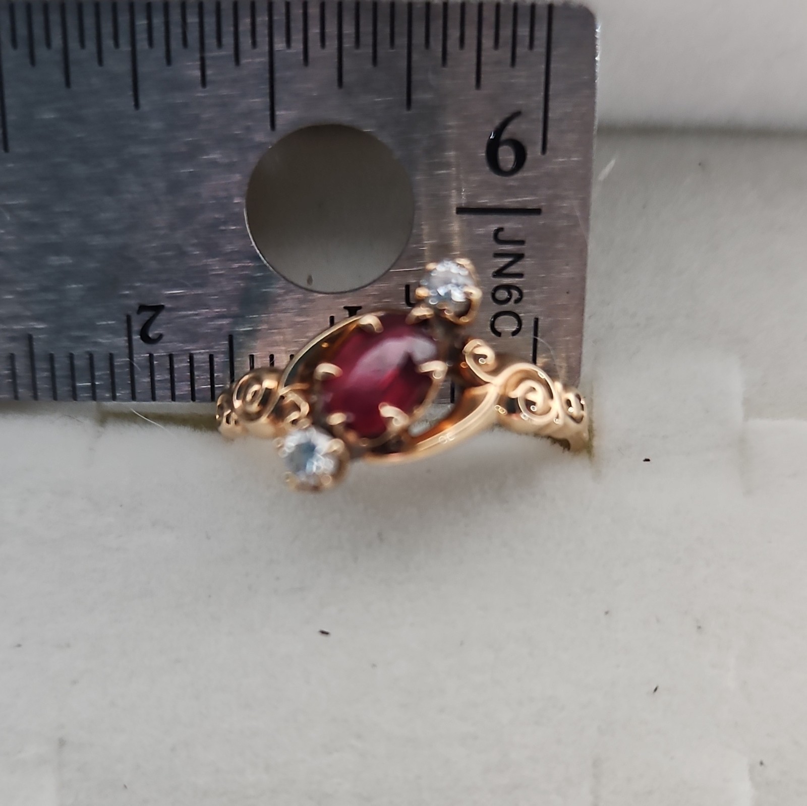 ANTIQUE Rose Gold Oval Ruby Ring Size 7 Prong Set with 2 Diamond Accents ANTIQUE Rose Gold Oval Ruby Ring Size 7 Prong Set with 2 Diamond Accents