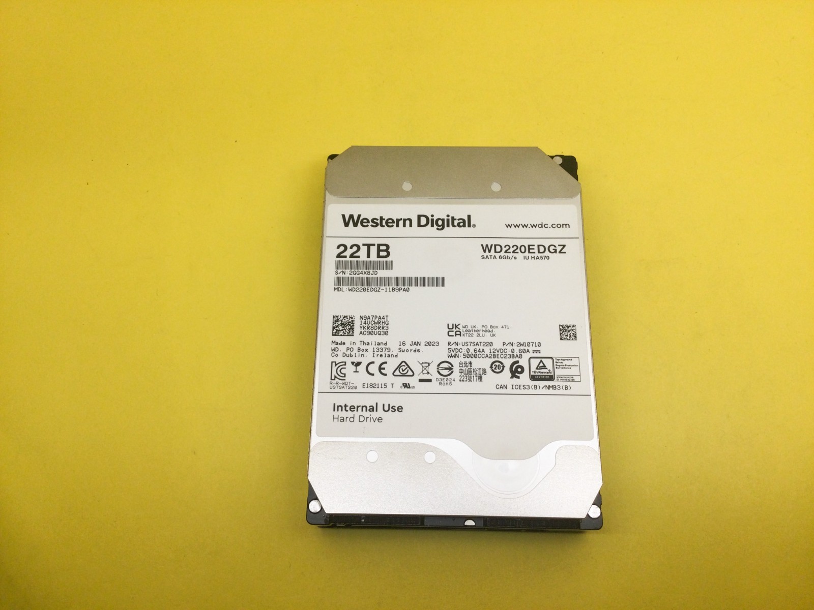 WD 22TB 7.2K RPM SATA 6Gb/s 512e 3.5in HDD WD220EDGZ