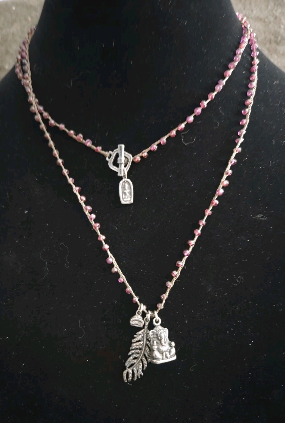 Vintage NATURAL Burmese RUBY Necklace Sterling Silver GANESHA .925 36\ Vintage NATURAL Burmese RUBY Necklace Sterling Silver GANESHA .925 36\