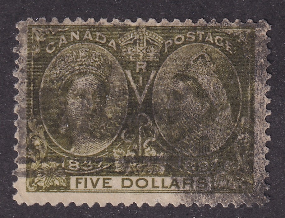 MATT\'S STAMPS CANADA SCOTT #65 VICTORIA 5-DOLLAR 60TH JUBILEE 1897, USED CV$1000