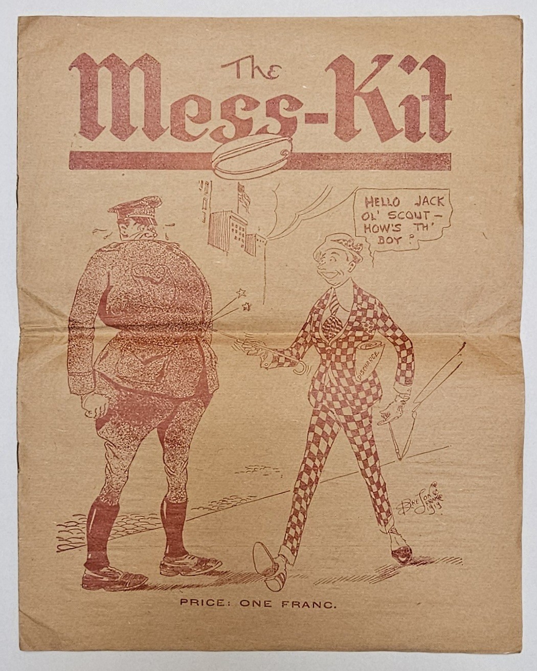 1919 The Mess Kit Vol 1 No 1 AEF Soldiers France WWI Military Newspaper Rare