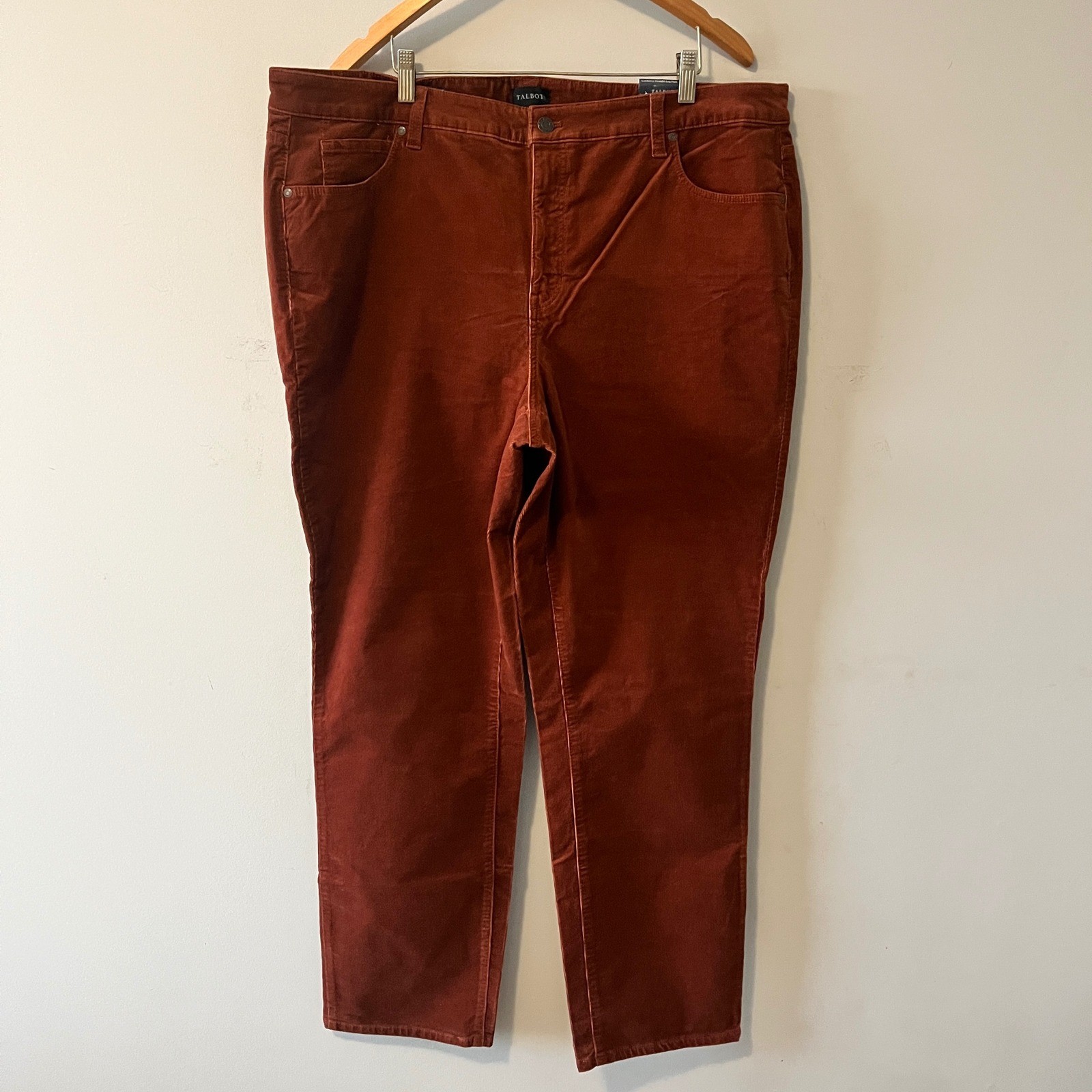 Talbots Corduroy Straight Leg Pant Rust Orange 18W High Waist Slimming Panel Talbots Corduroy Straight Leg Pant Rust Orange 18W High Waist Slimming Panel