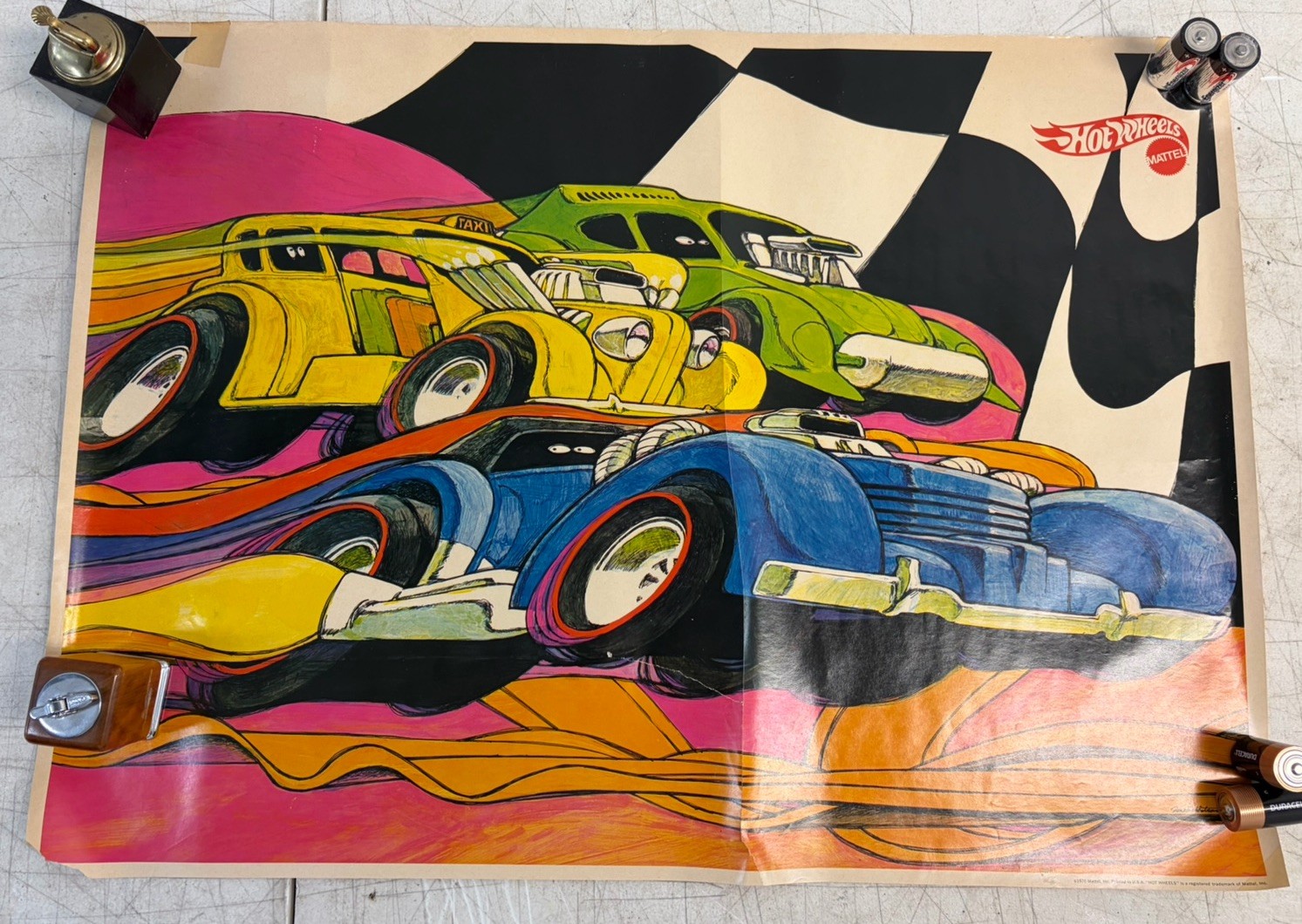 Vintage 1970 Hot Wheels Poster Redline WILD RACER 21x29 Mattel USA Original Vintage 1970 Hot Wheels Poster Redline WILD RACER 21x29 Mattel USA Original