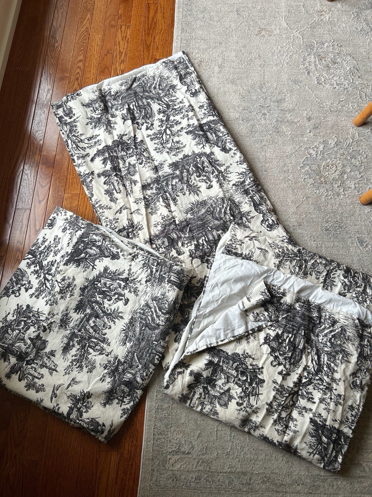 Vintage Toile Curtain Set Handmade French Country READ