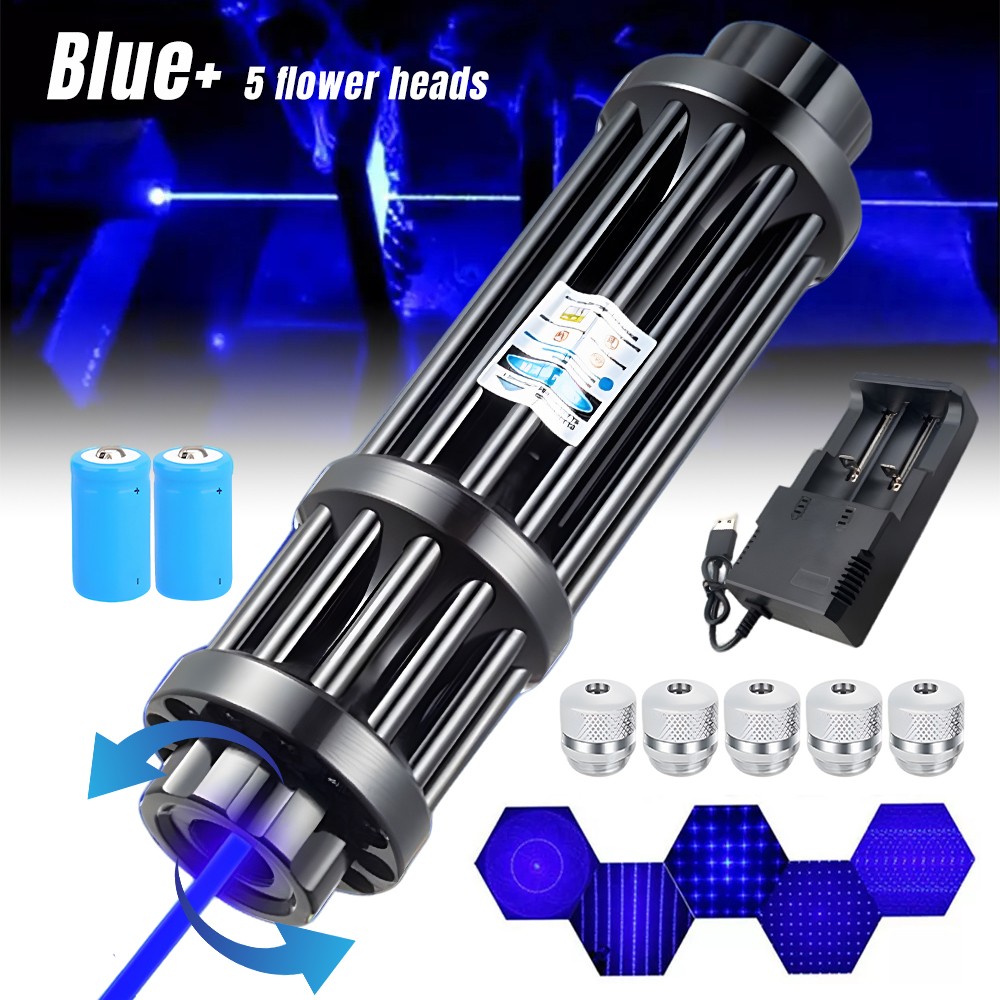 10W High Power Blue Burning Laser Torch Adjustable Visible Dot Pointer 450nm USA
