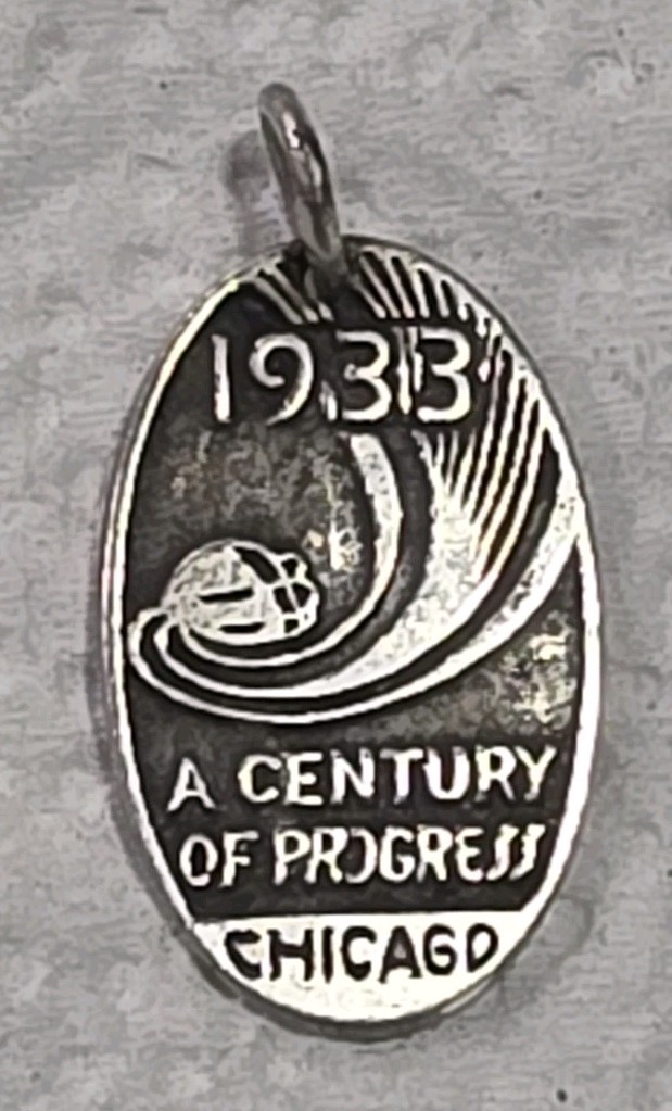 Vintage 1933 Worlds Fair Chicago- Sterling Silver Pendant Charm