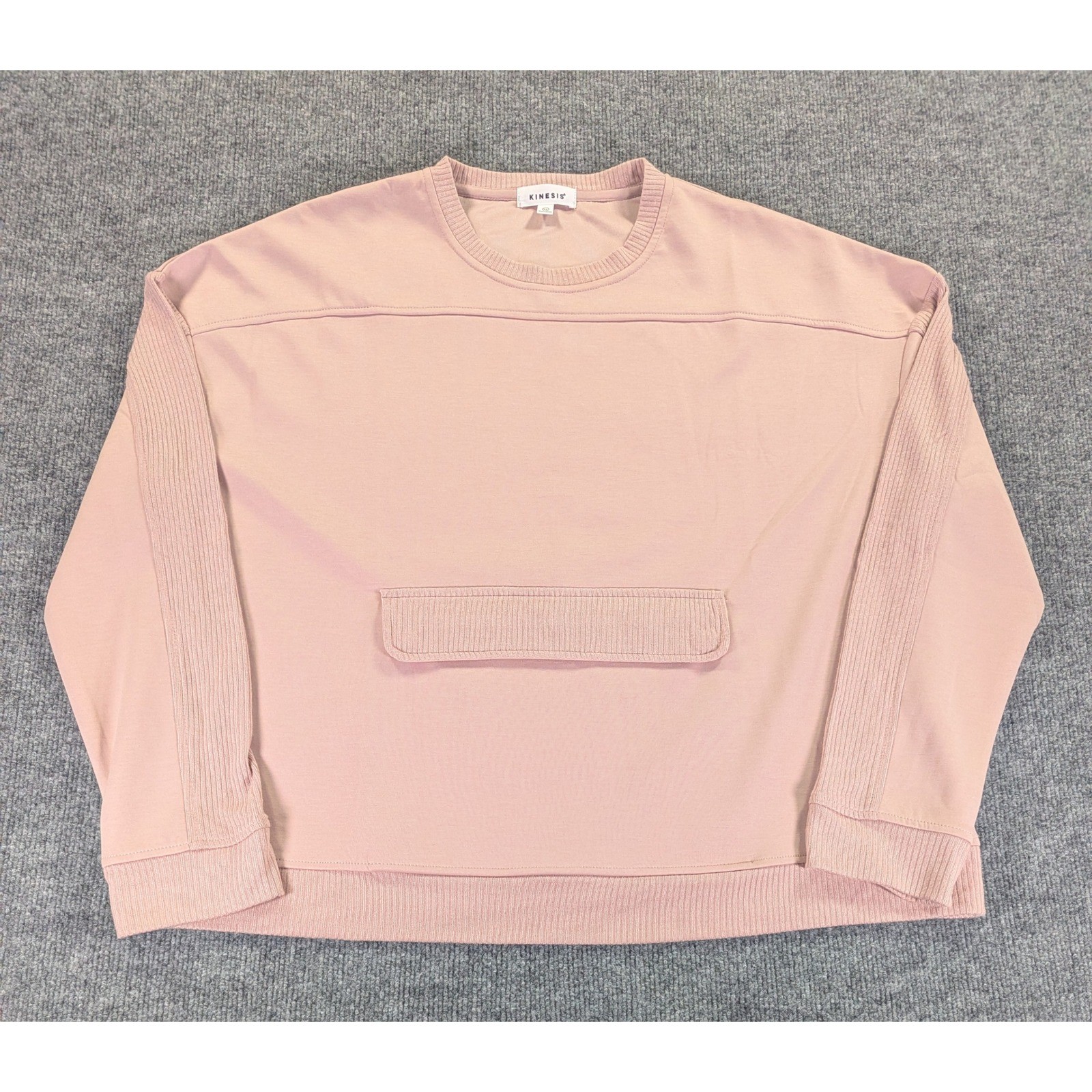 Kinesis Womens XL Dusty Rose Pink Ribbed Sleeve Snap Pocket Pullover Sweatshirt Kinesis Womens XL Dusty Rose Pink Ribbed Sleeve Snap Pocket Pullover Sweatshirt
