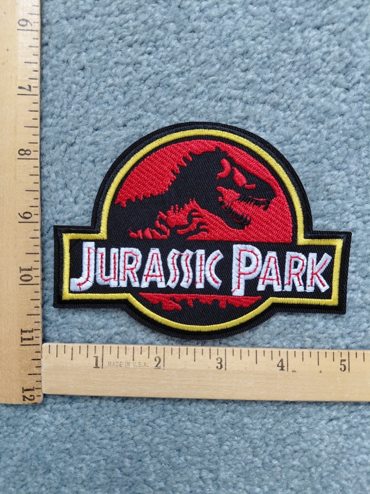 BIG RARE JURASSIC PARK MONSTER MOVIE LOGO IRON ON PATCH BIG RARE JURASSIC PARK MONSTER MOVIE LOGO IRON ON PATCH