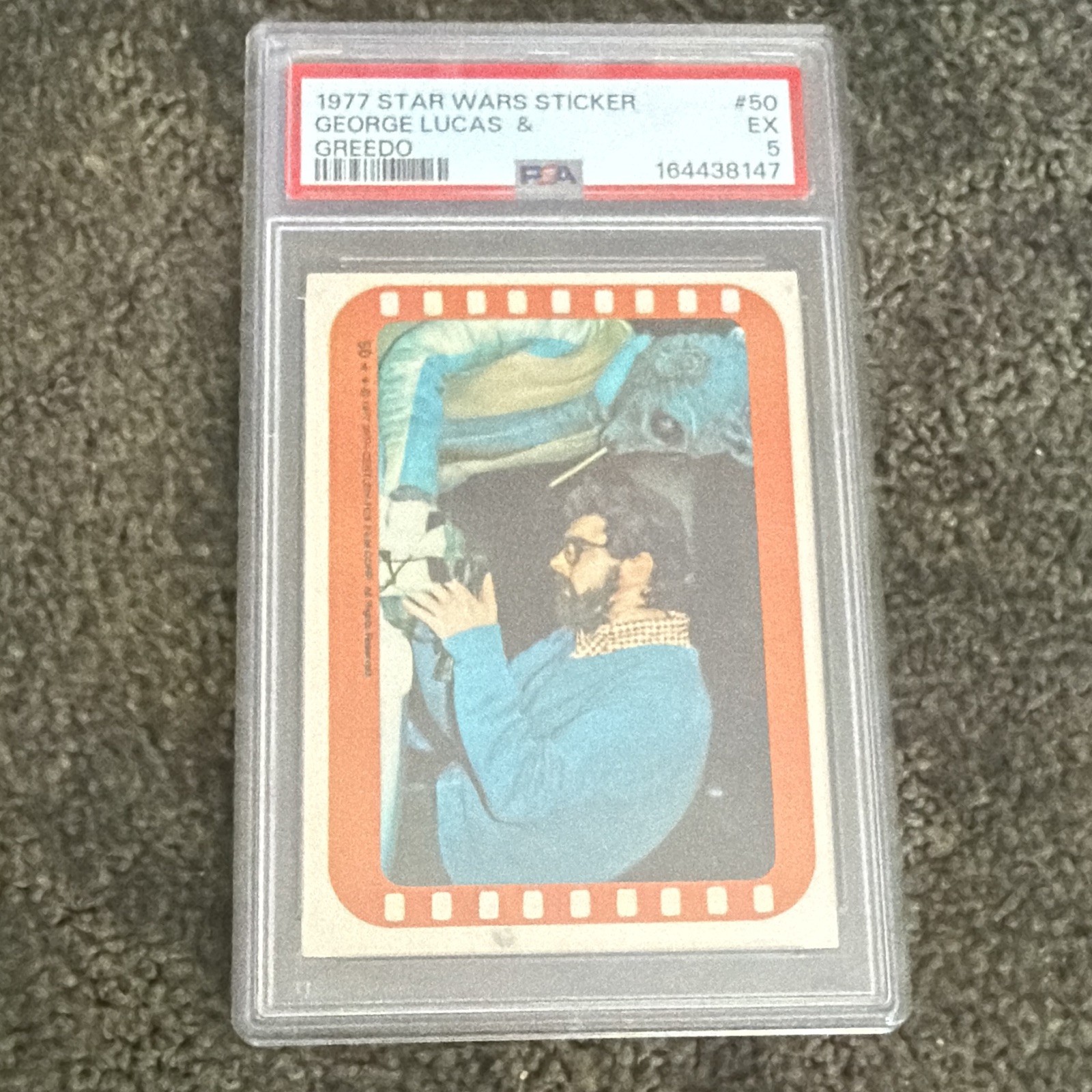 Topps 1977 Star Wars Sticker #50 George Lucas & Greedo PSA 5 Cert 164438147