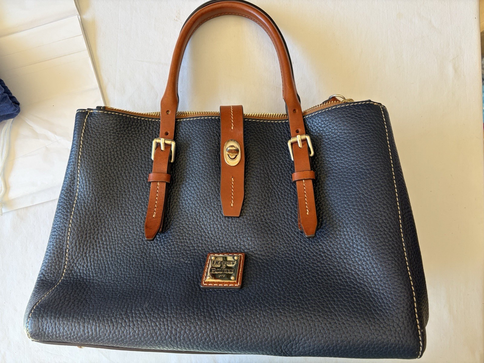 Dooney & Bourke Midnight Blue Miller Satchel with Duster Excellent Condition Dooney & Bourke Midnight Blue Miller Satchel with Duster Excellent Condition