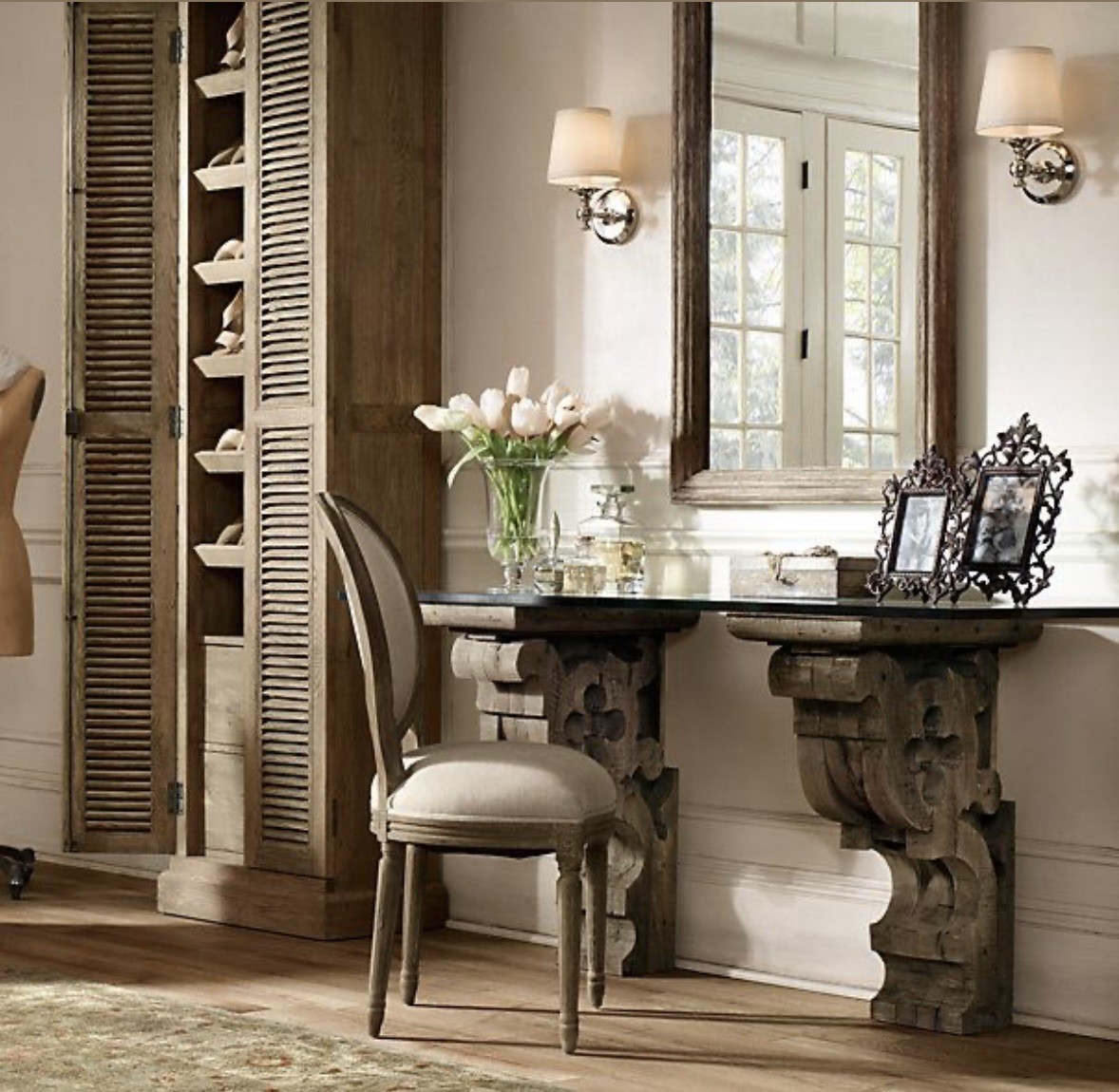 Restoration Hardware Corbel Glass Desk Used Excellent Condition