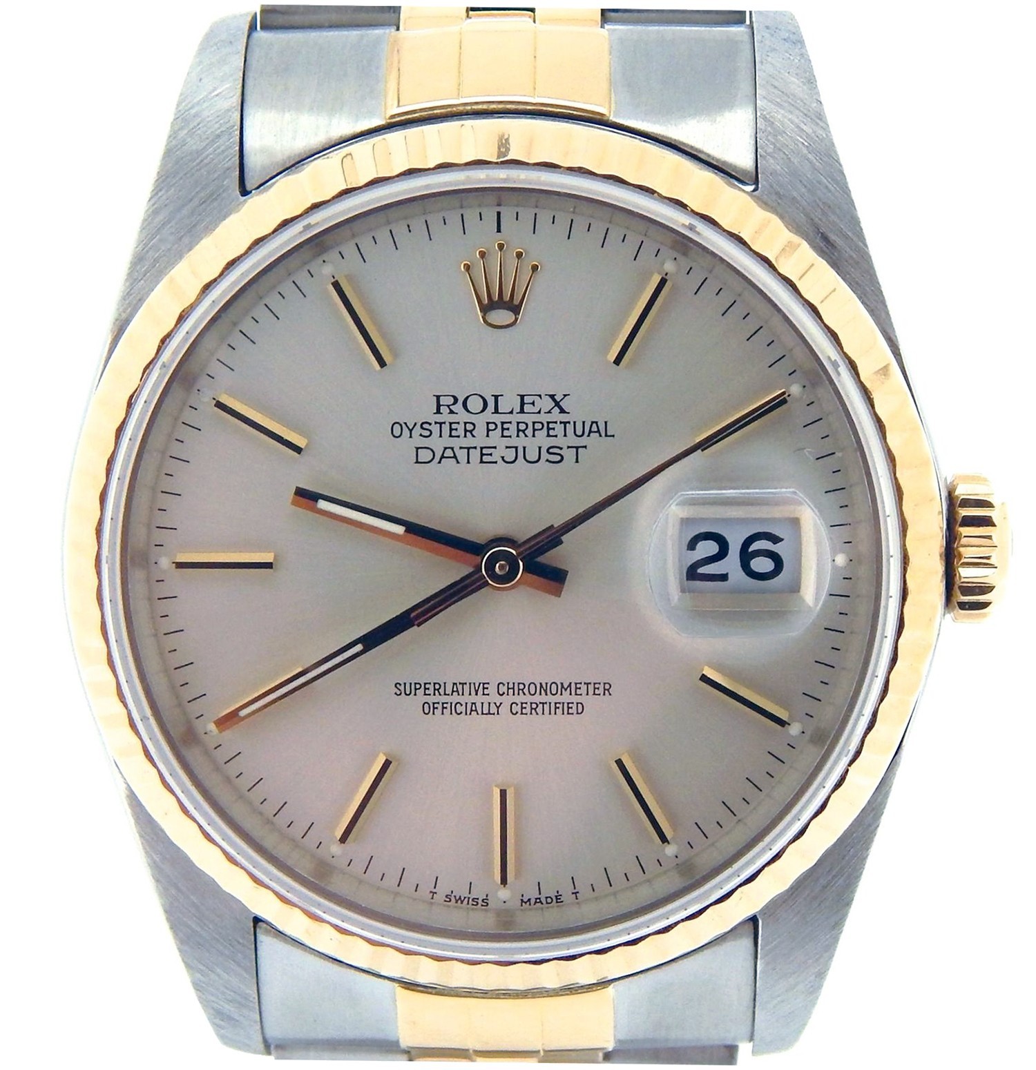 Men's Rolex Datejust, Two-Tone (gold & stainless steel), Silver dial