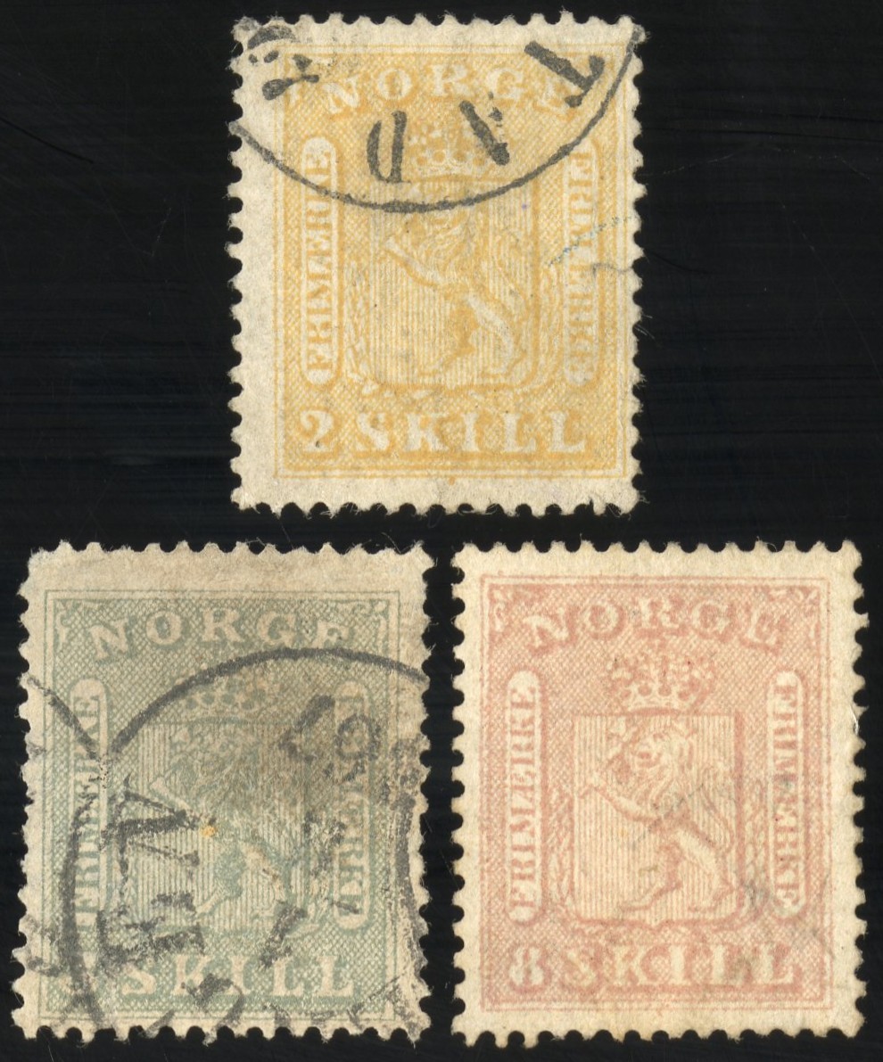 Norway Stamps # 6-7+9 Used VF Scott Value $610.00 Norway Stamps # 6-7+9 Used VF Scott Value $610.00