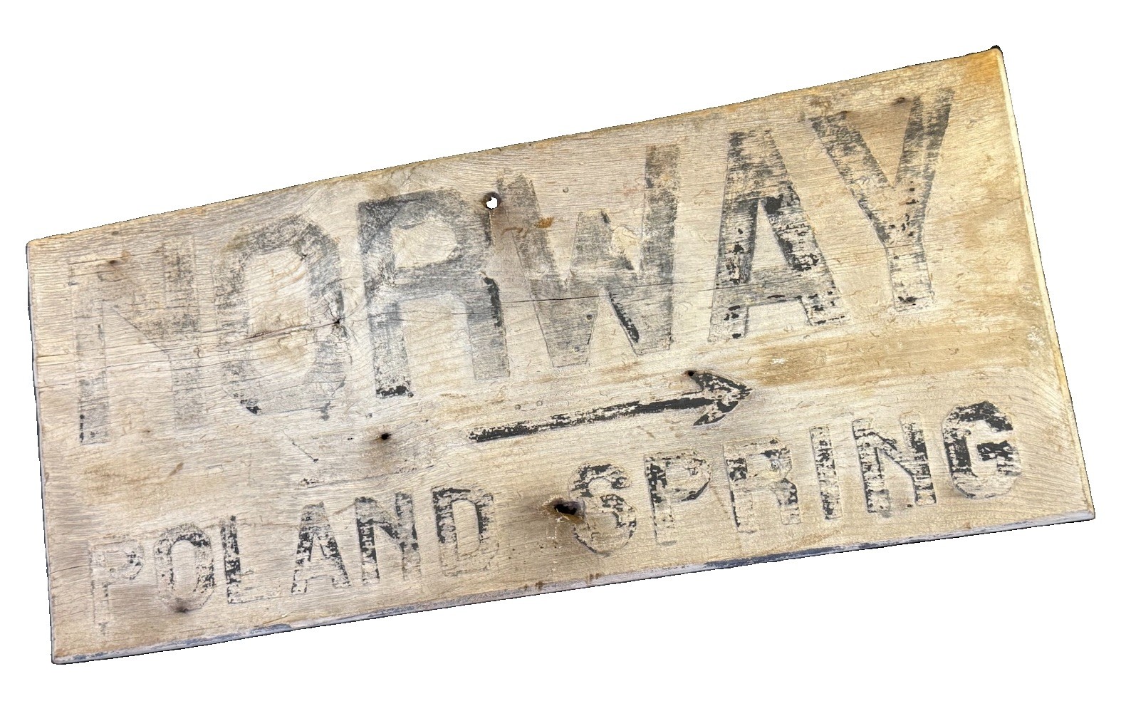 Antique Folk Art Painted Wooden Directional Sign NORWAY Poland Spring Maine Antique Folk Art Painted Wooden Directional Sign NORWAY Poland Spring Maine