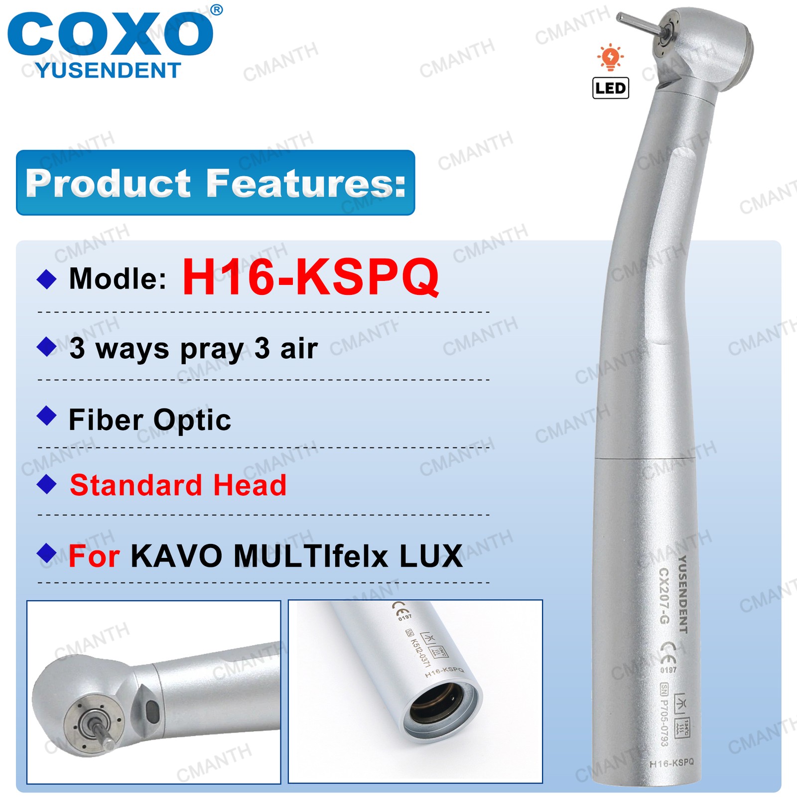 COXO Dental High Speed Handpiece Fiber Optic For KAVO MULTIflex Coupler 4/6 Hole