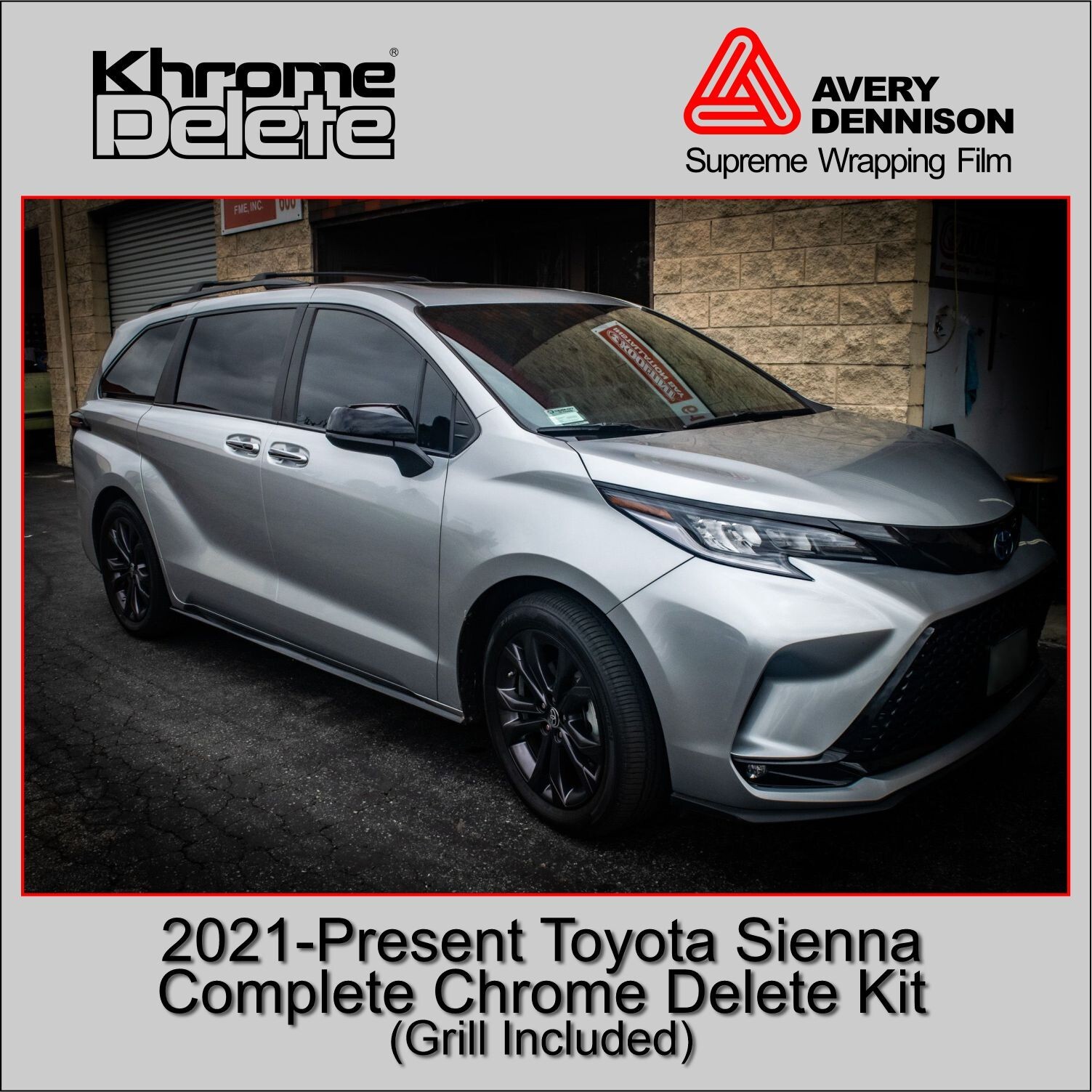 2021–2026 Toyota Sienna XL40 Glossy Black Chrome Delete Complete Overlay