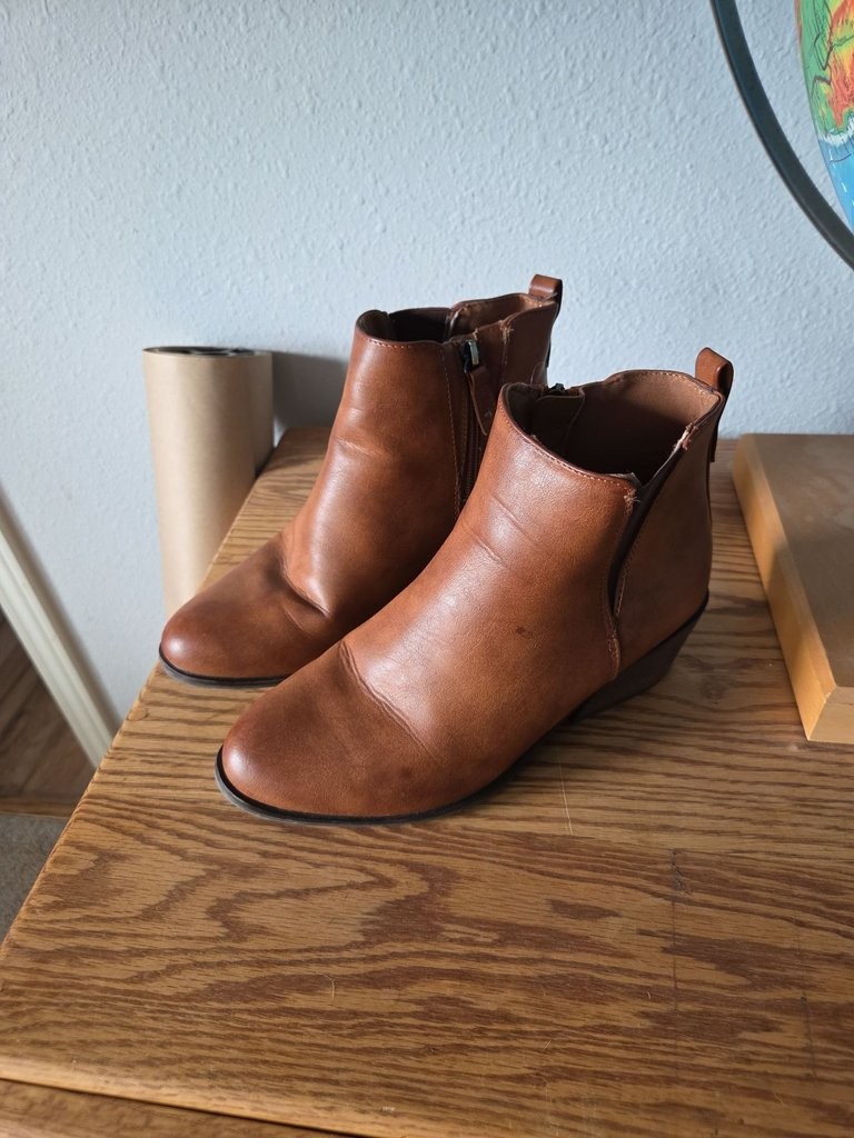 Dr. Scholl\'s Women\'s Brown Leather Ankle Boots Size 7W