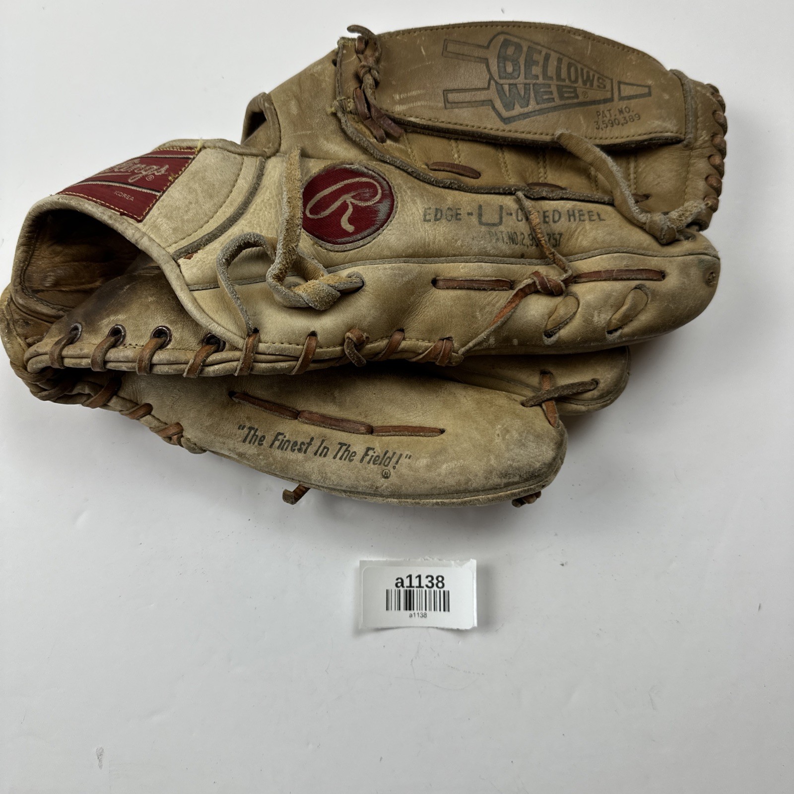 Vtg Rawlings GJ29 Bellows Web Larry Bowa Leather Softball Glove Right Hand Throw