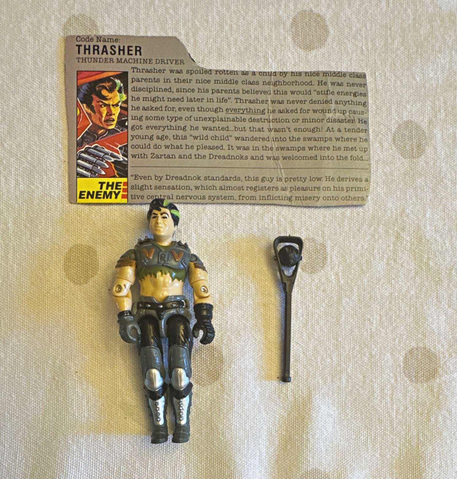 Vintage G.I. Joe Thrasher Figure w/ File Card and Accessory. COMPLETE Vintage G.I. Joe Thrasher Figure w/ File Card and Accessory. COMPLETE
