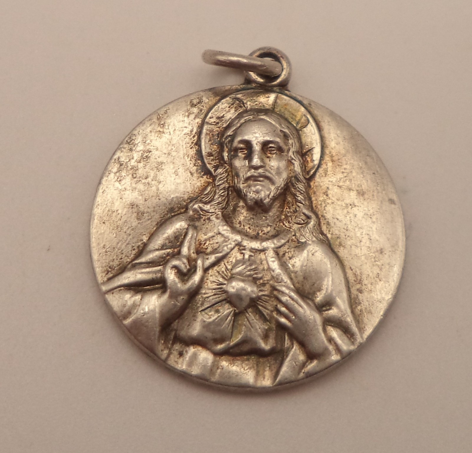 Vintage Antaya Sterling Silver Sacred Heart Jesus Mt Carmel Scapular Medal 3.51g Vintage Antaya Sterling Silver Sacred Heart Jesus Mt Carmel Scapular Medal 3.51g