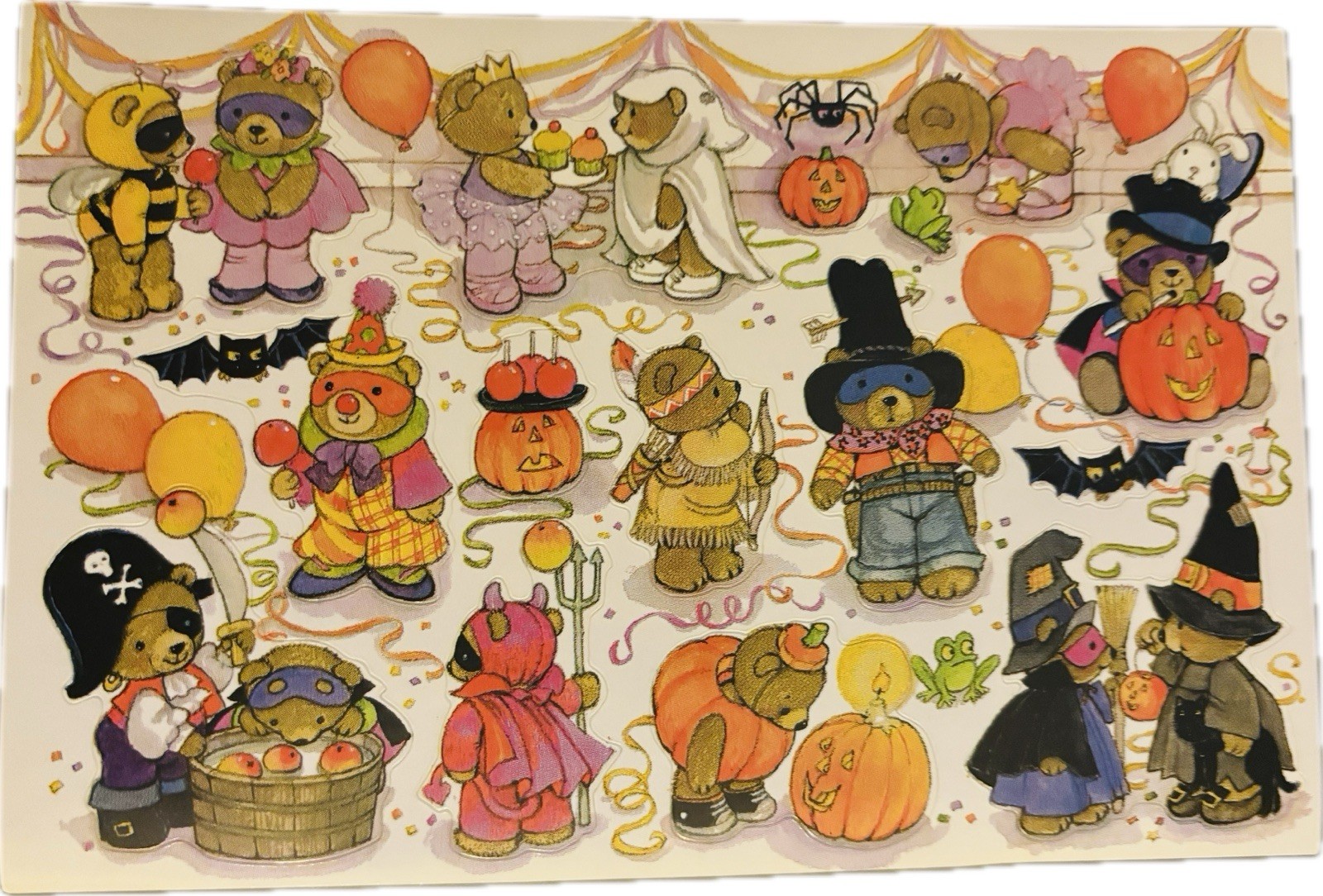 Vintage Halloween Stickers Teddy Bears Costume Party American Greetings Sheet Vintage Halloween Stickers Teddy Bears Costume Party American Greetings Sheet