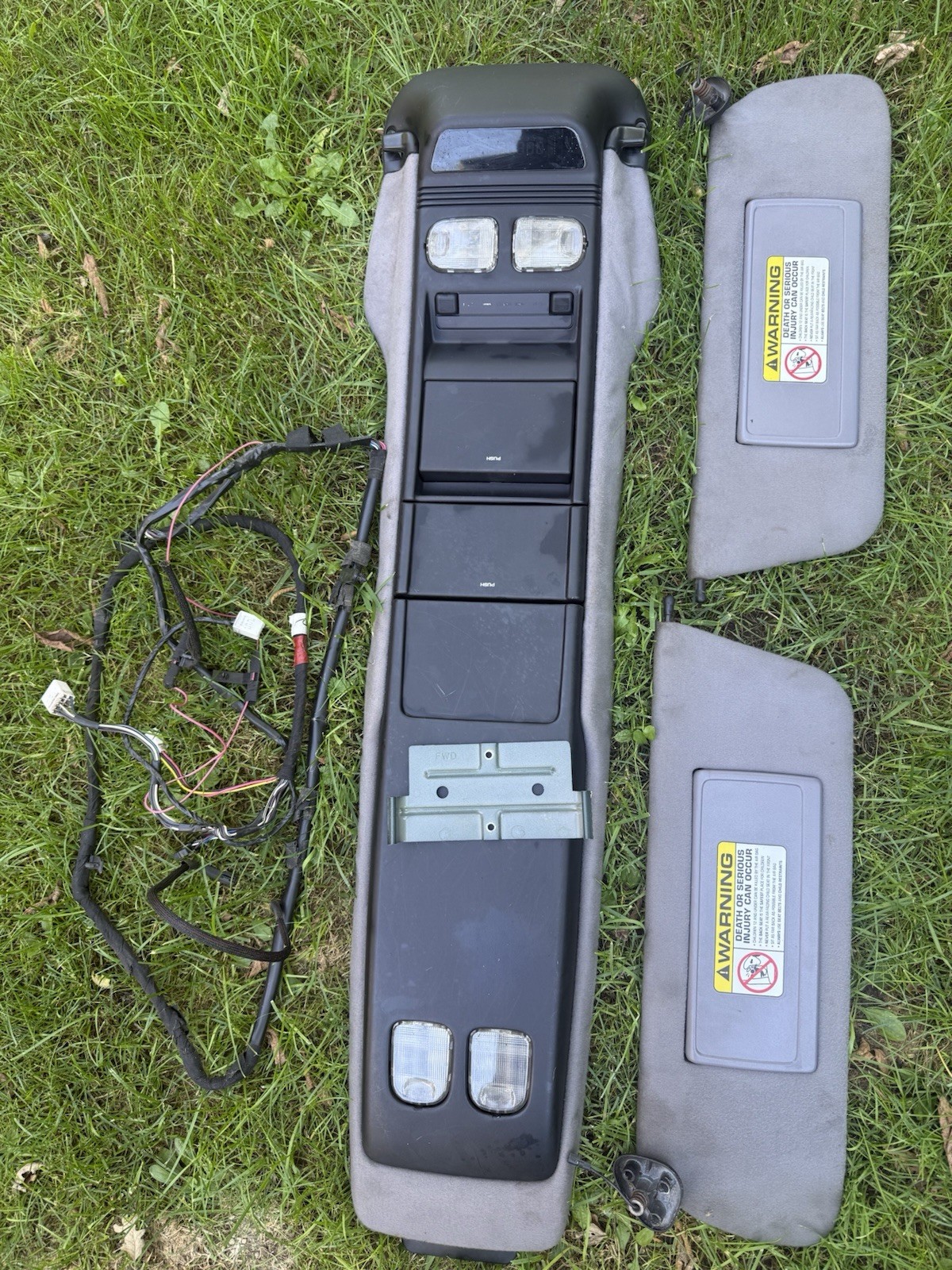 97-01 Jeep Cherokee XJ Overhead Roof Console Info Display Sunvisors Grey