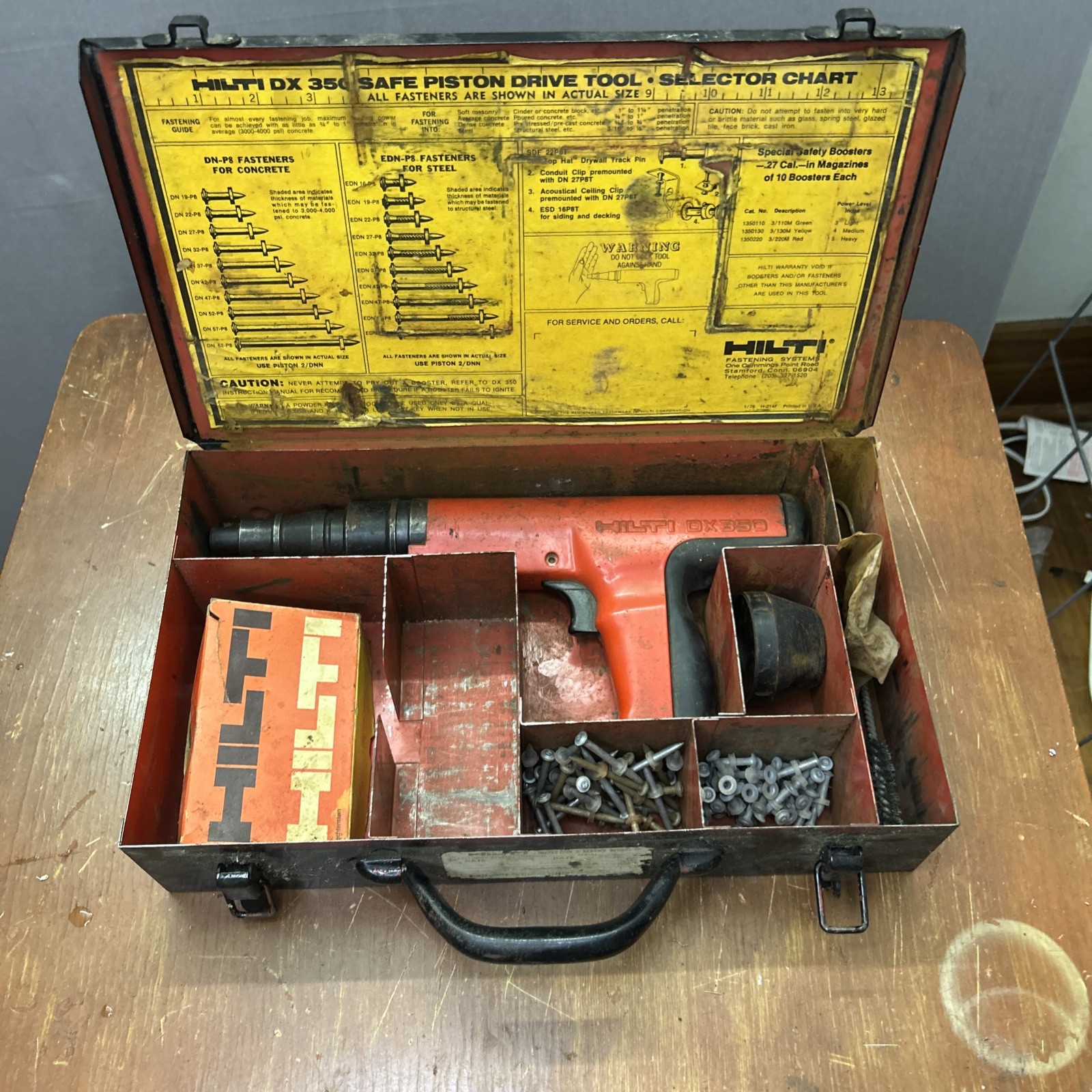 Hilti DX350 Powder-Actuated Nail Gun Fastening Tool w/ Case & Fasteners