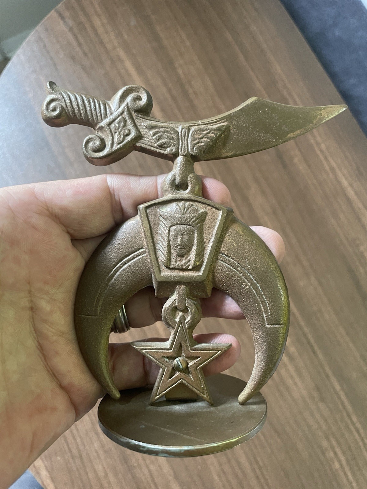 Vintage Masonic Shriners Solid Brass Plaque Sword Star Crescent Moon Vintage Masonic Shriners Solid Brass Plaque Sword Star Crescent Moon