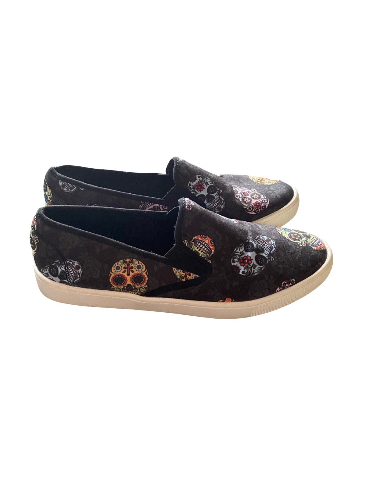 Loudmouth SAM Sugar Skulls Women’s Slip On Shoes Size 6M