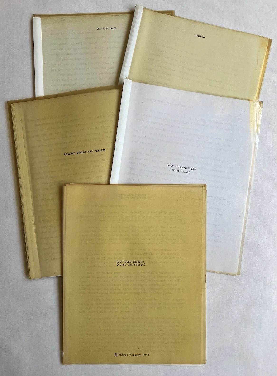 Vintage Hypnosis Scripts 1981-83 Barrie Konicov Potentials Unlimited Lot of 5