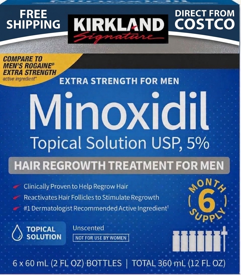 Kirkland Minoxidil 5% Extra Strength Men 6 Month Supply Hair Regrowth EXP 08/27+
