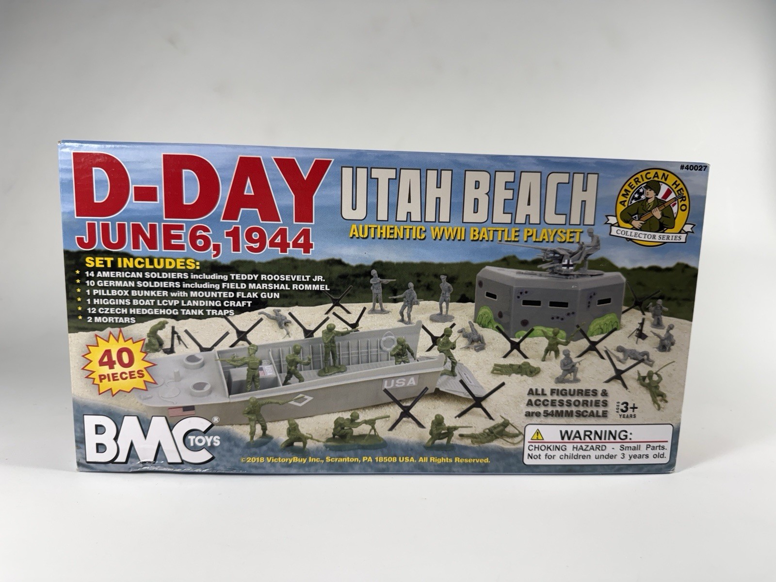 BMC Toys D-Day Utah Beach WWII Battle Playset 40 Piece 54mm #40027 NIB (READ)