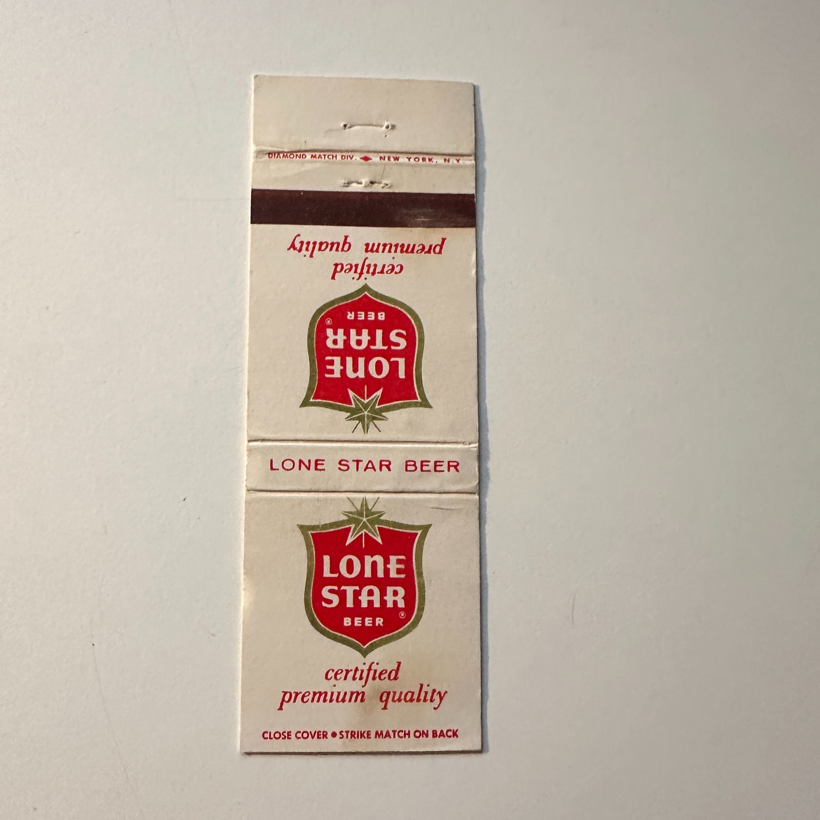 Lone Star Beer Certified Premium Quality Vintage Matchbook Cover 5MB126-1 Lone Star Beer Certified Premium Quality Vintage Matchbook Cover 5MB126-1