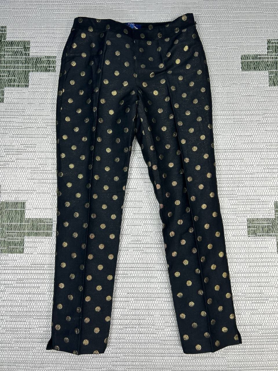 Rsvp By Talbots Chatham Ankle Pants Womens 2 Black Cotton Foil Dot Mid Rise New