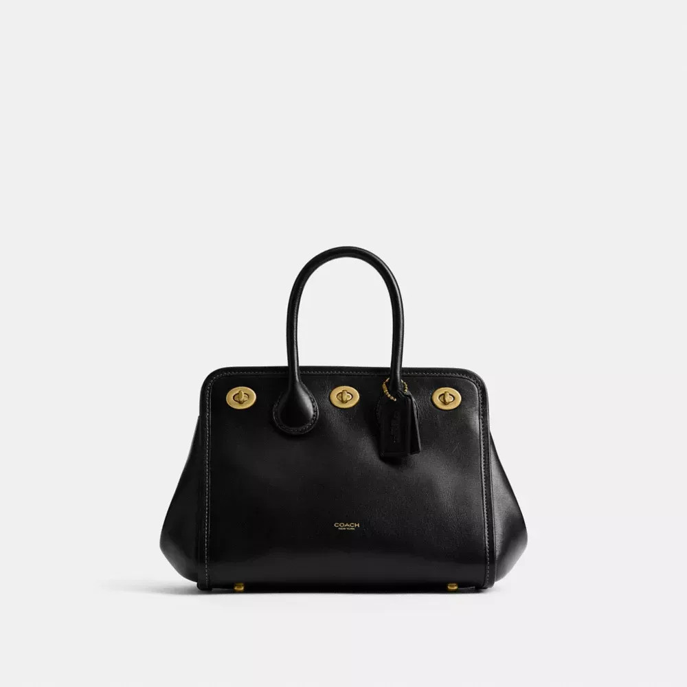 Coach Turnlock Tote Bag 22 Brass Black CHD86 B4/BK Auth New from JP