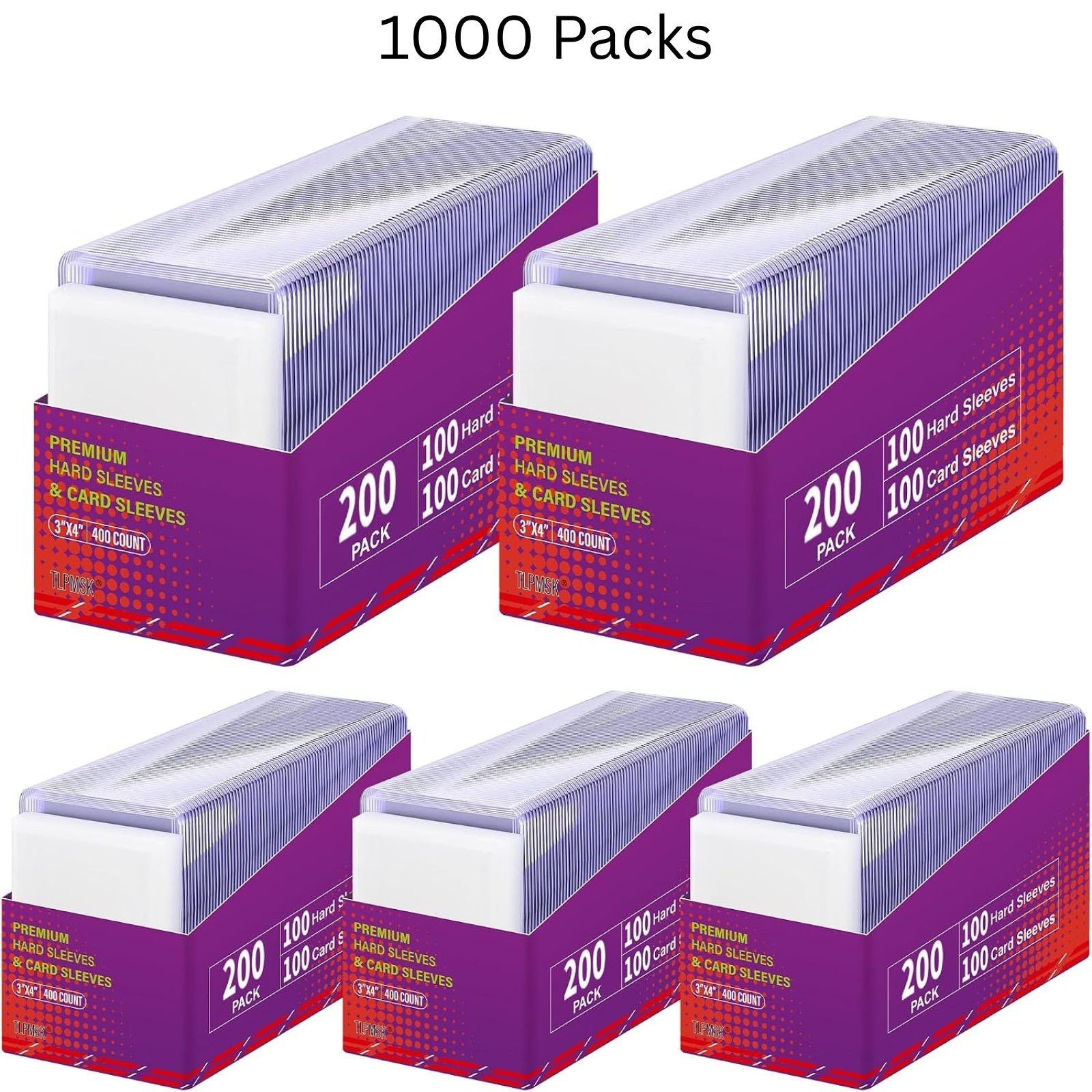 1000 Card Sleeves Top Loaders for Cards 3X4 Baseball Card Protectors Toploaders