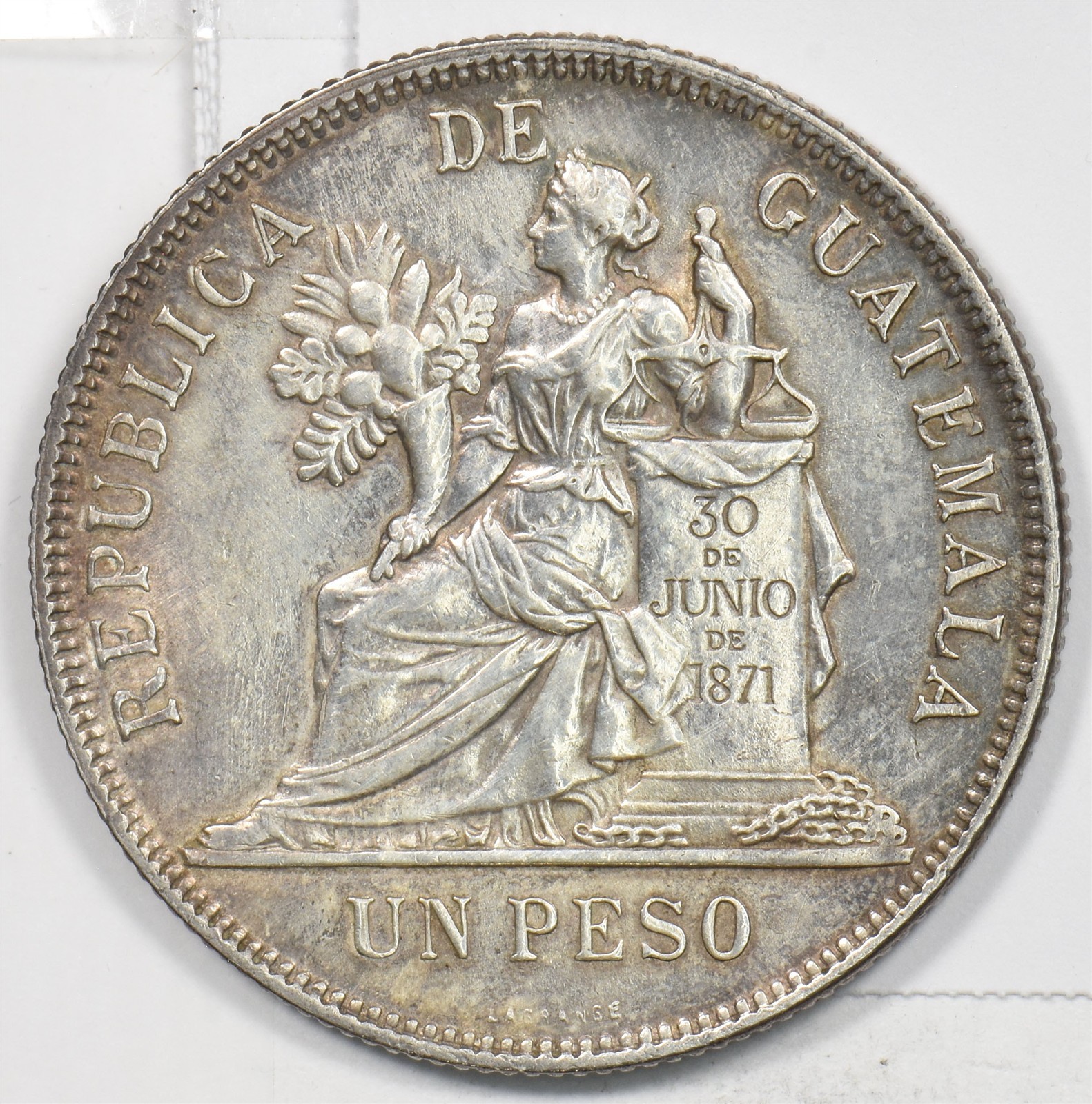 Guatemala 1894 Peso Silver Seated Justice Quetzal P490371 combine shipping Guatemala 1894 Peso Silver Seated Justice Quetzal P490371 combine shipping