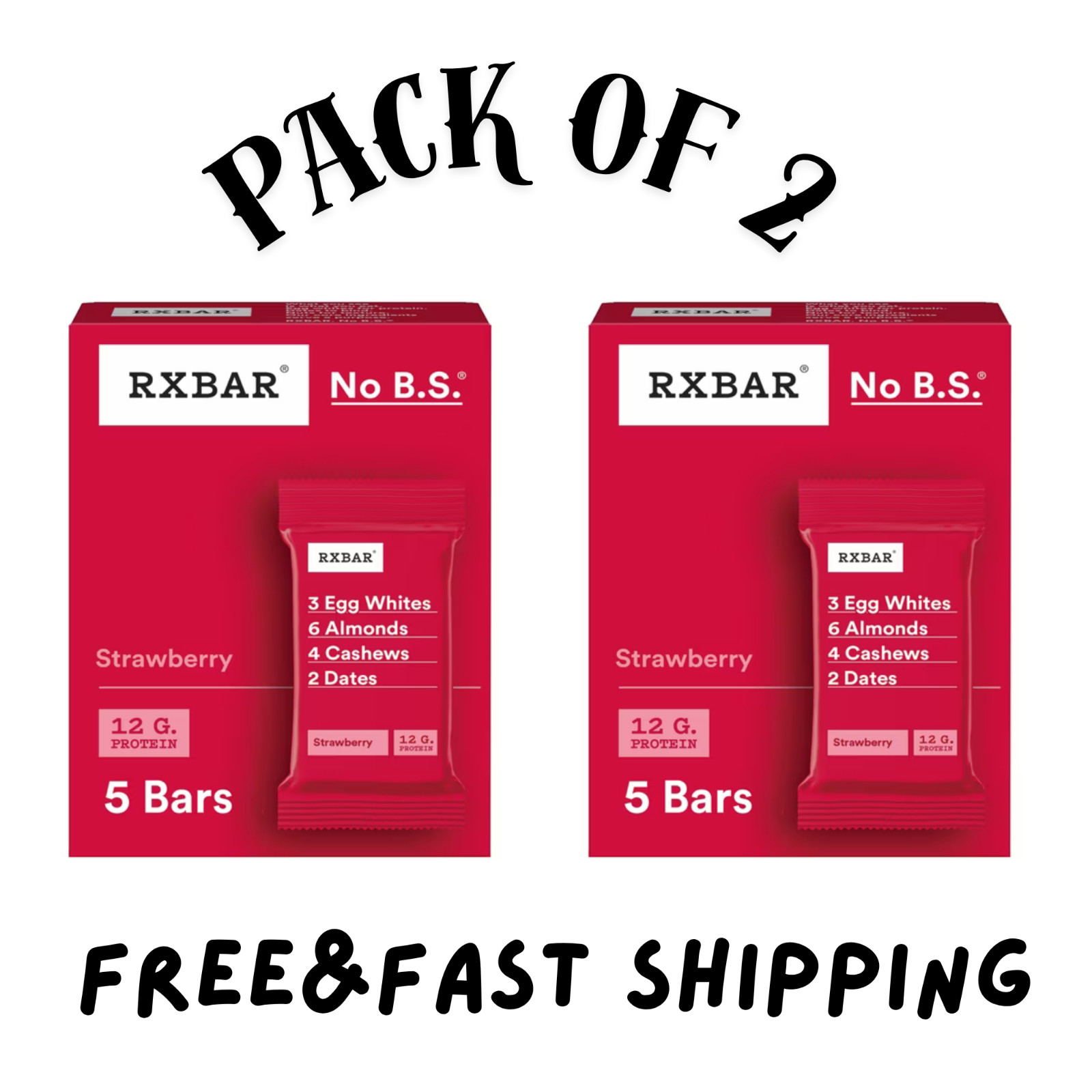 RXBAR Strawberry Protein Bars Gluten-Free Ready-to-Eat 10 Count New.. RXBAR Strawberry Protein Bars Gluten-Free Ready-to-Eat 10 Count New..