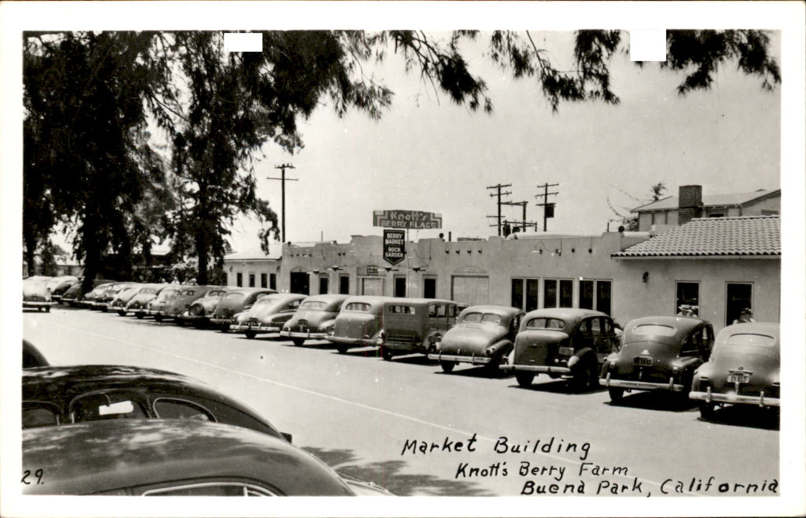 Buena Park CA Market Building Cars Stores c1940s-50s Real Photo Postcard bhn