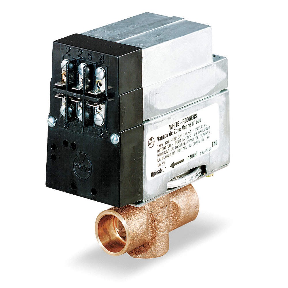 WHITE-RODGERS 1311-102 Motorized Zone Valve,NC,SS,3/4 in Sweat 2E163